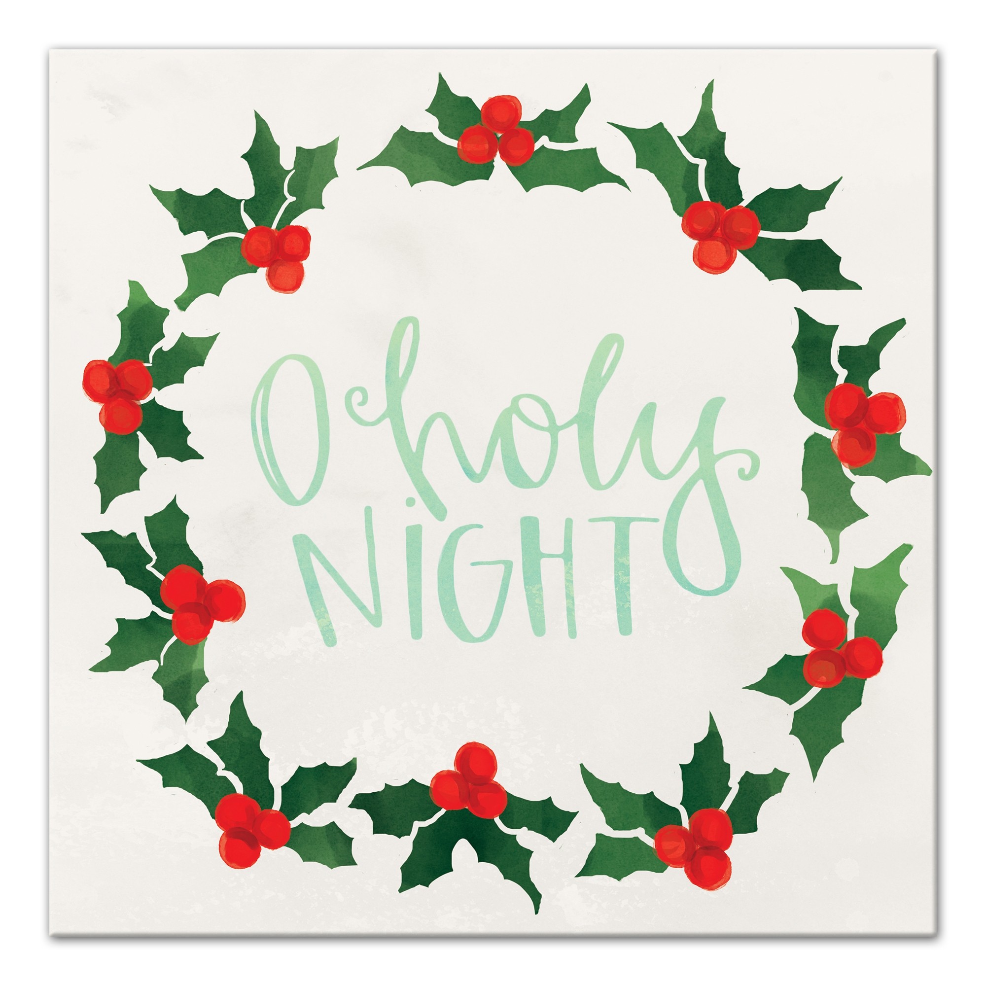 O Holy Night Holly Wreath 20x20 Canvas Wall Art