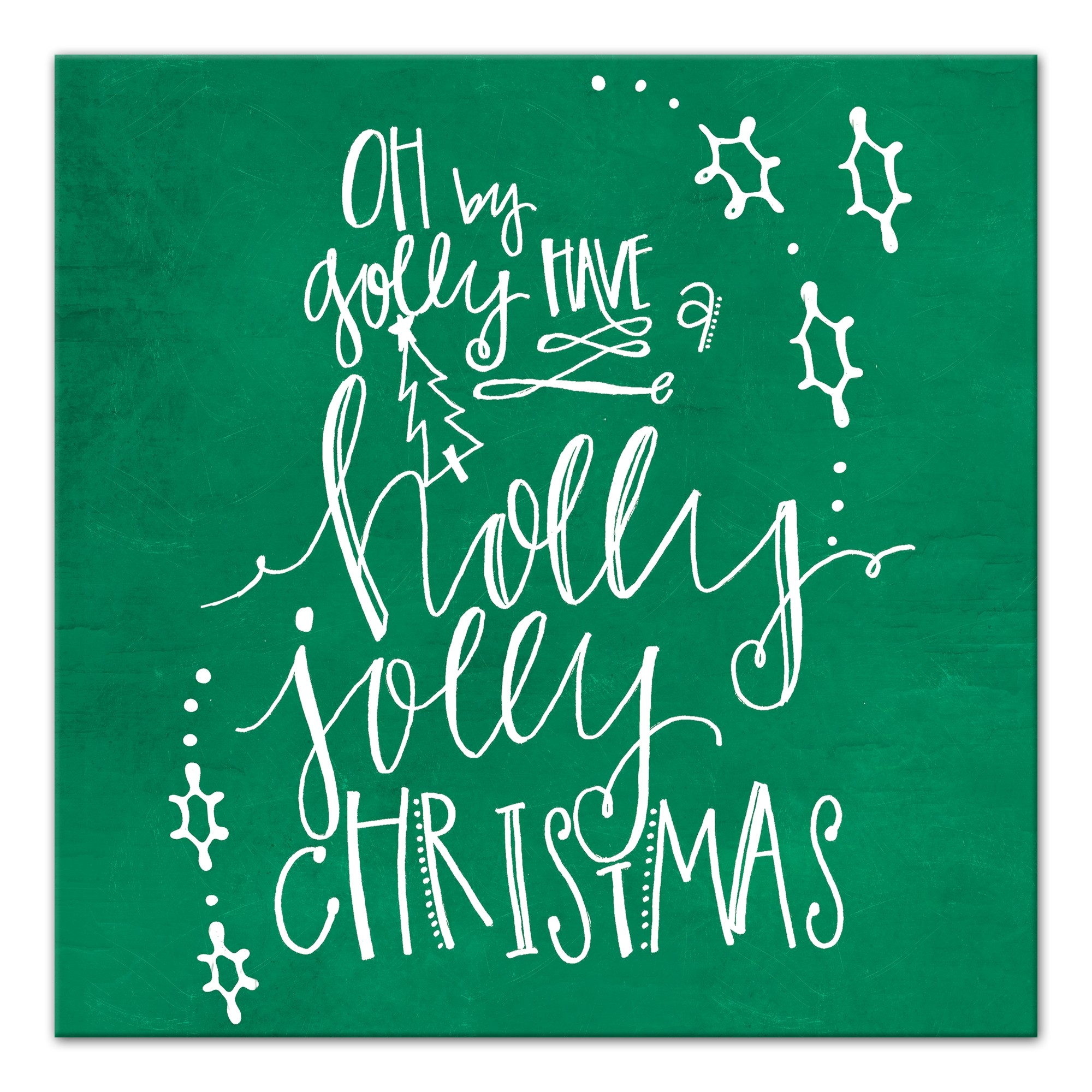 Green Holly Jolly Christmas 20x20 Canvas Wall Art