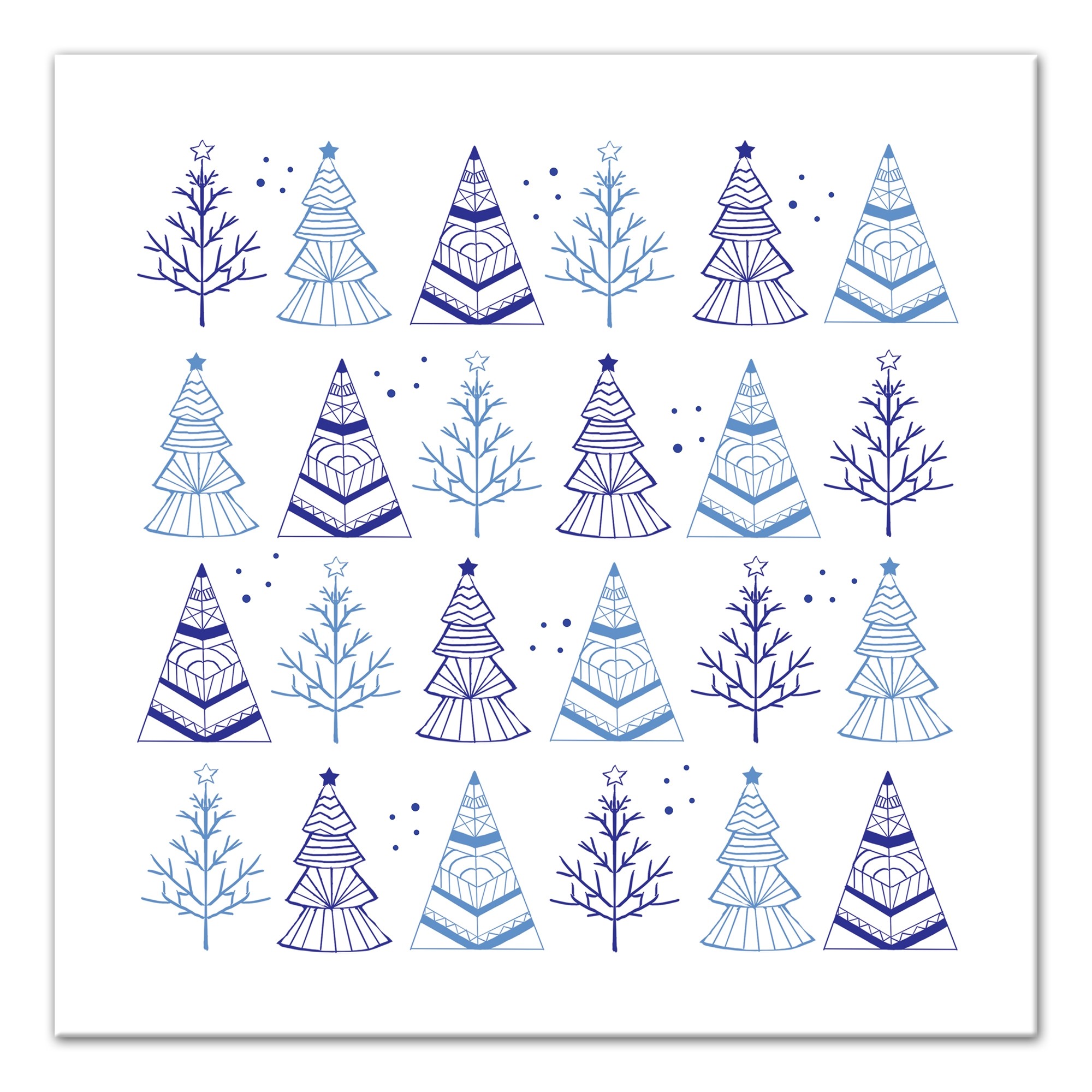 Blue Christmas Trees 20x20 Canvas Wall Art