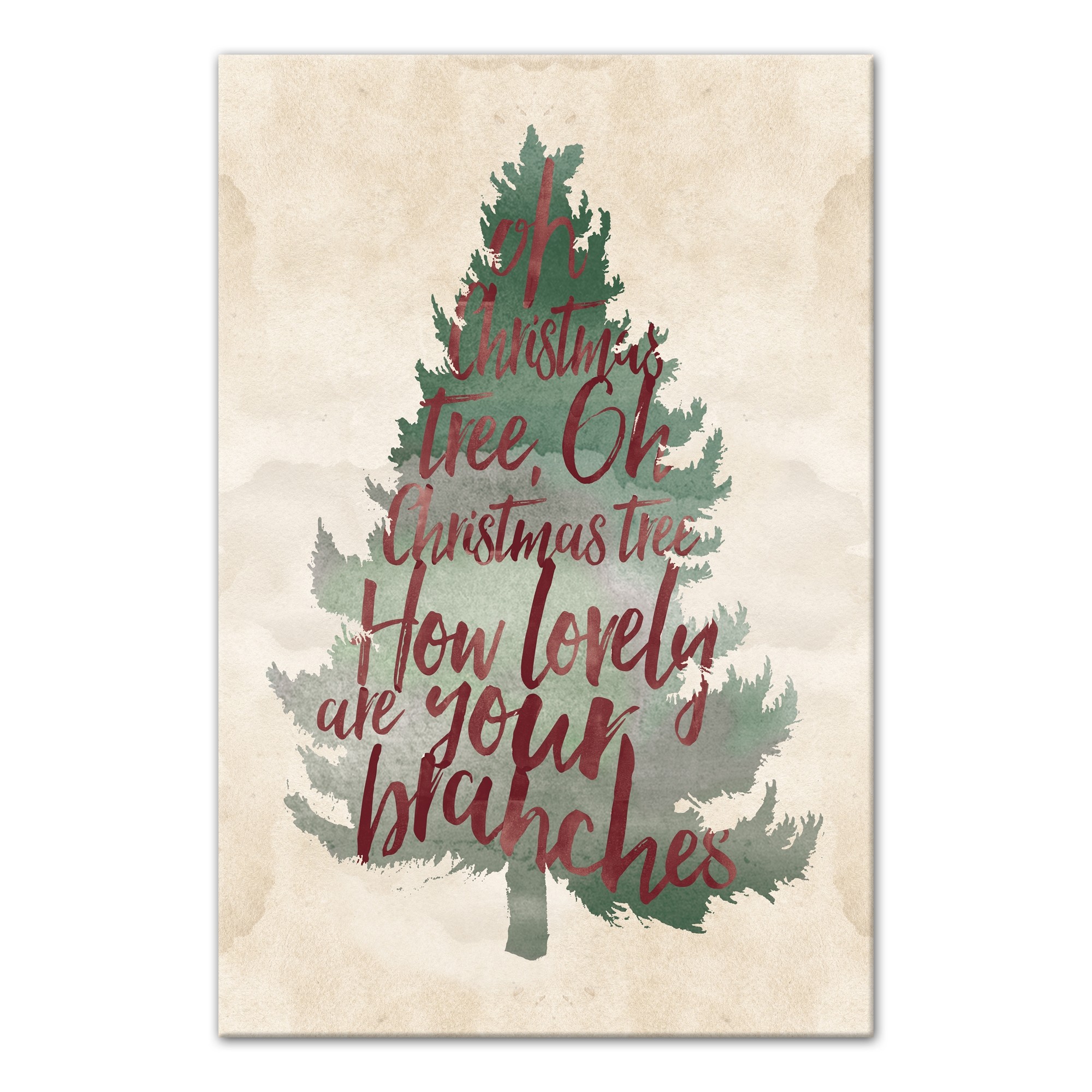 Watercolor O Christmas Tree 24x36 Canvas Wall Art