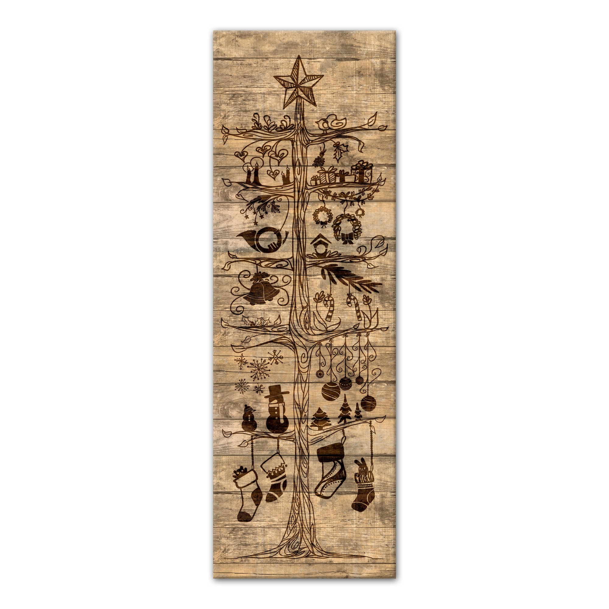 Rustic Christmas Tree 12x36 Canvas Wall Art