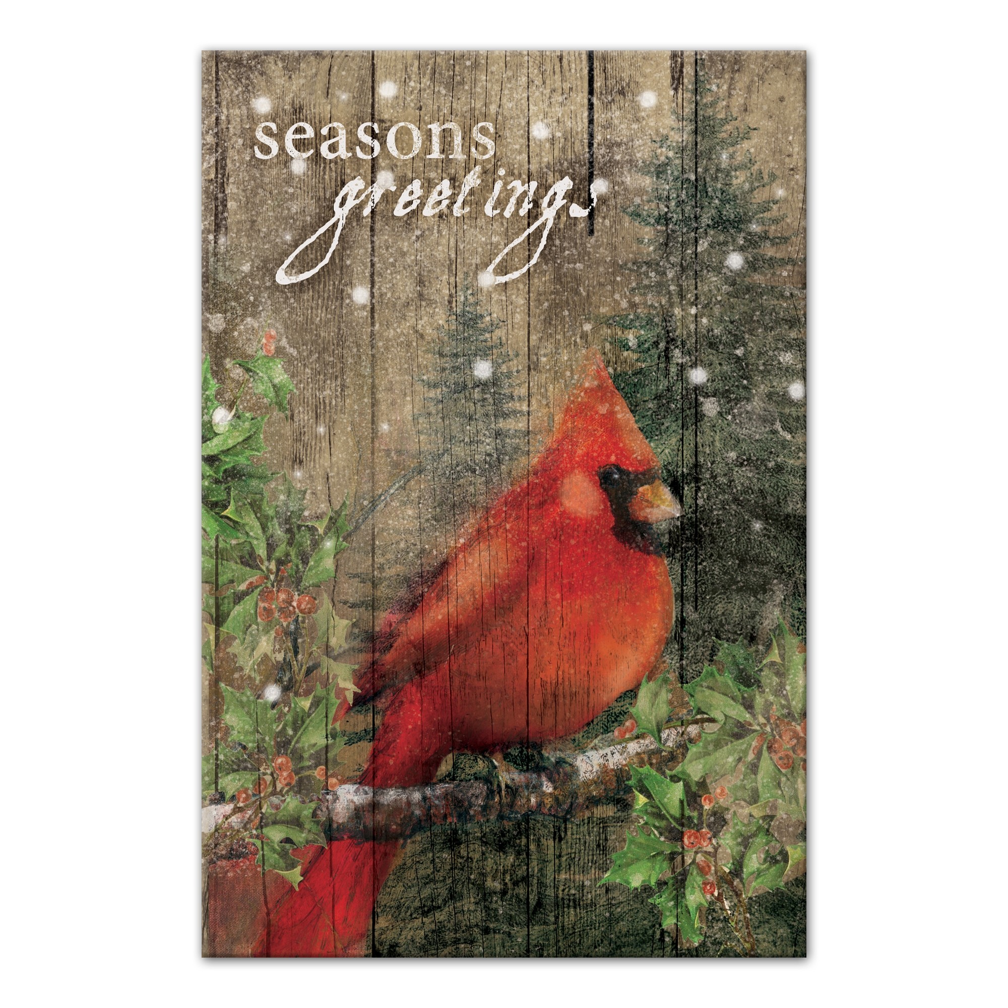 Season's Greetings Cardinal 24x36 Canvas Wall Art