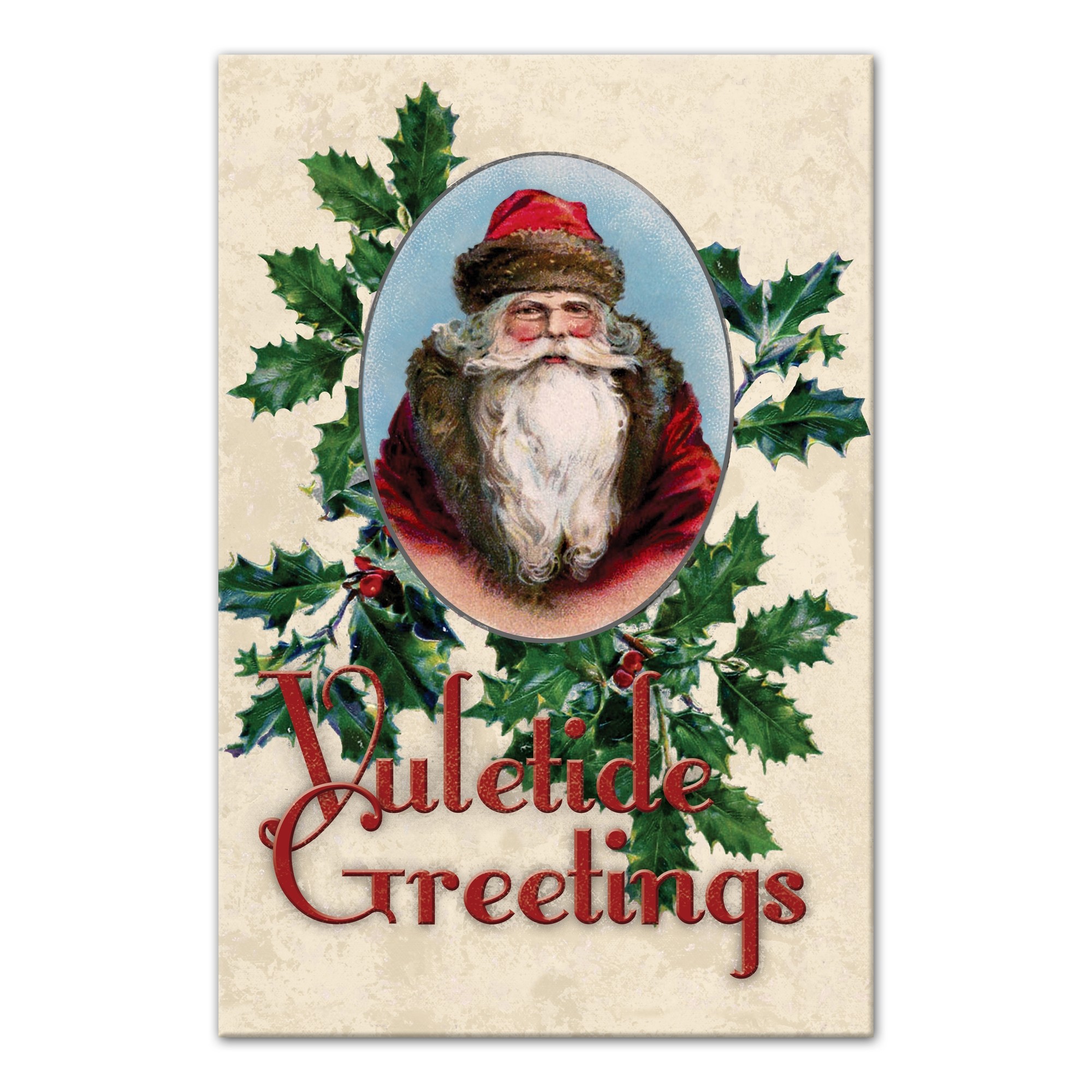 Santa Yuletide Greetings 24x36 Canvas Wall Art