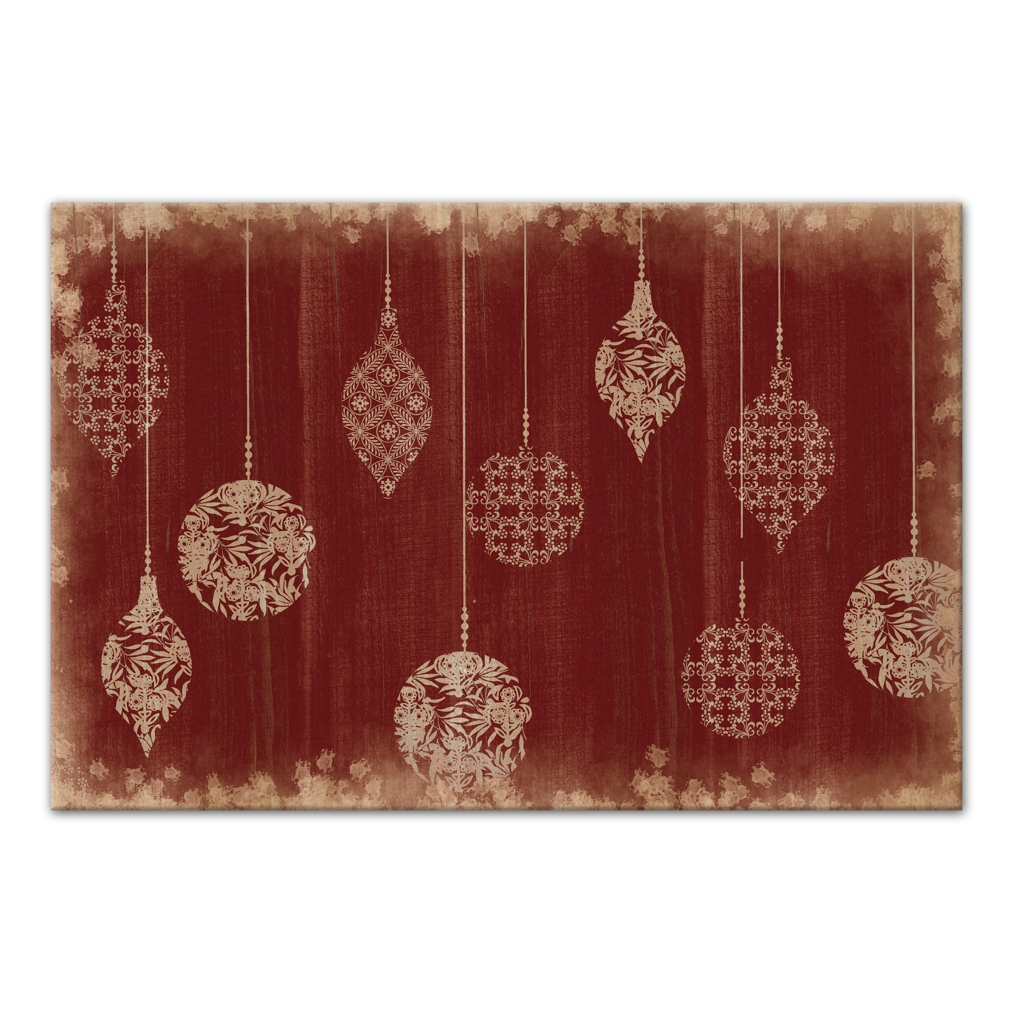 Red Rustic Ornaments 36x24 Canvas Wall Art