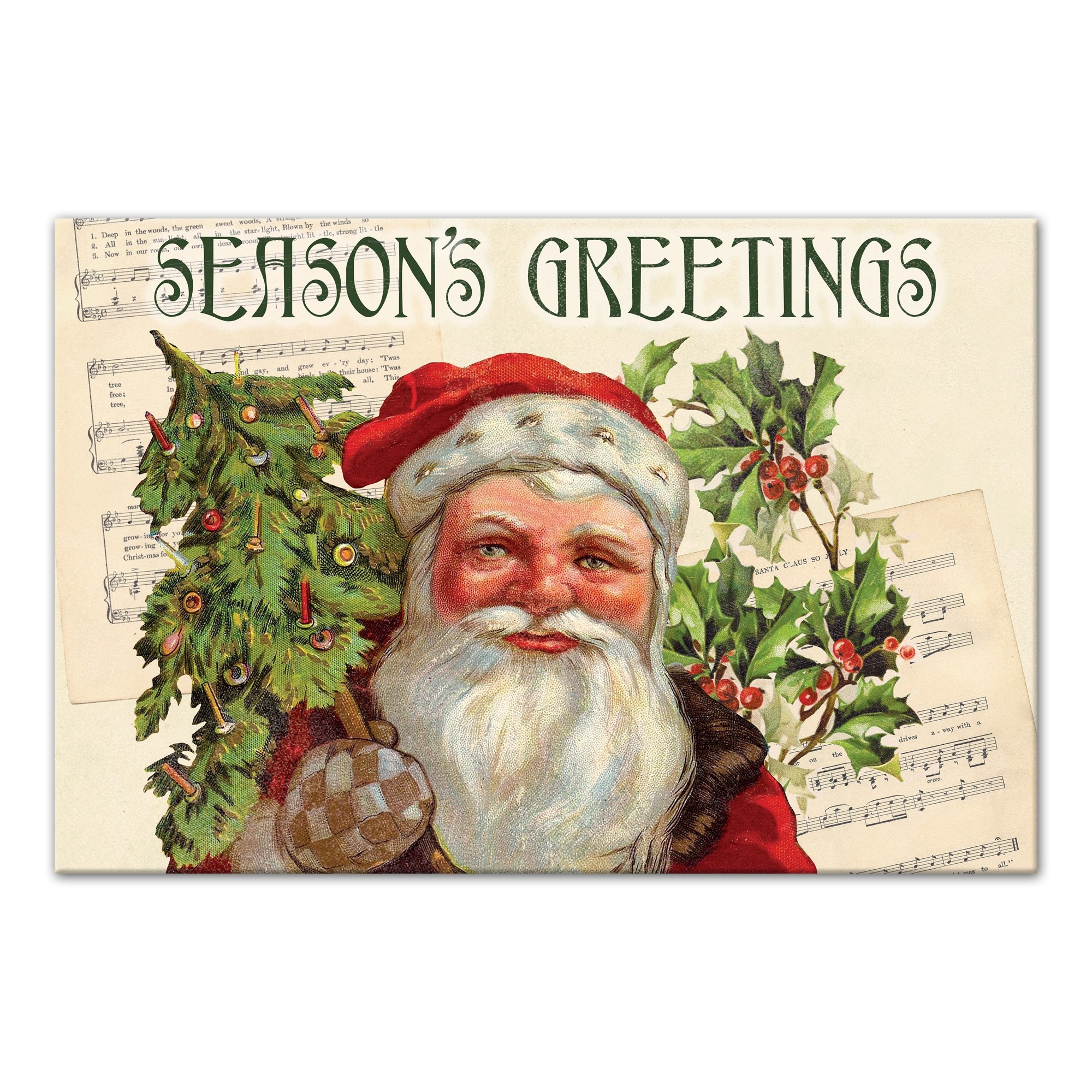 Vintage Season's Greetings 36x24 Canvas Wall Art