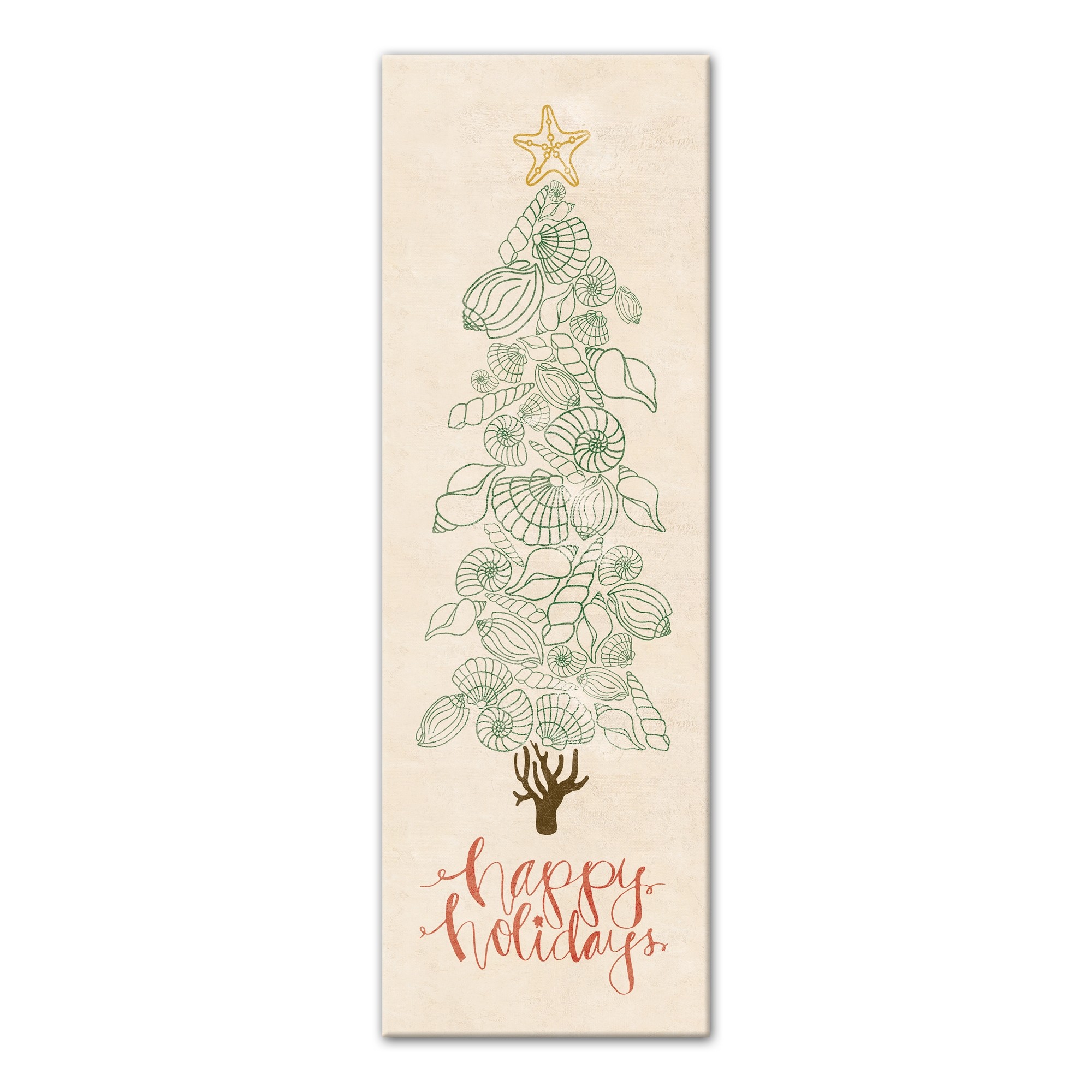 Coastal Christmas Tree 12x36 Canvas Wall Art