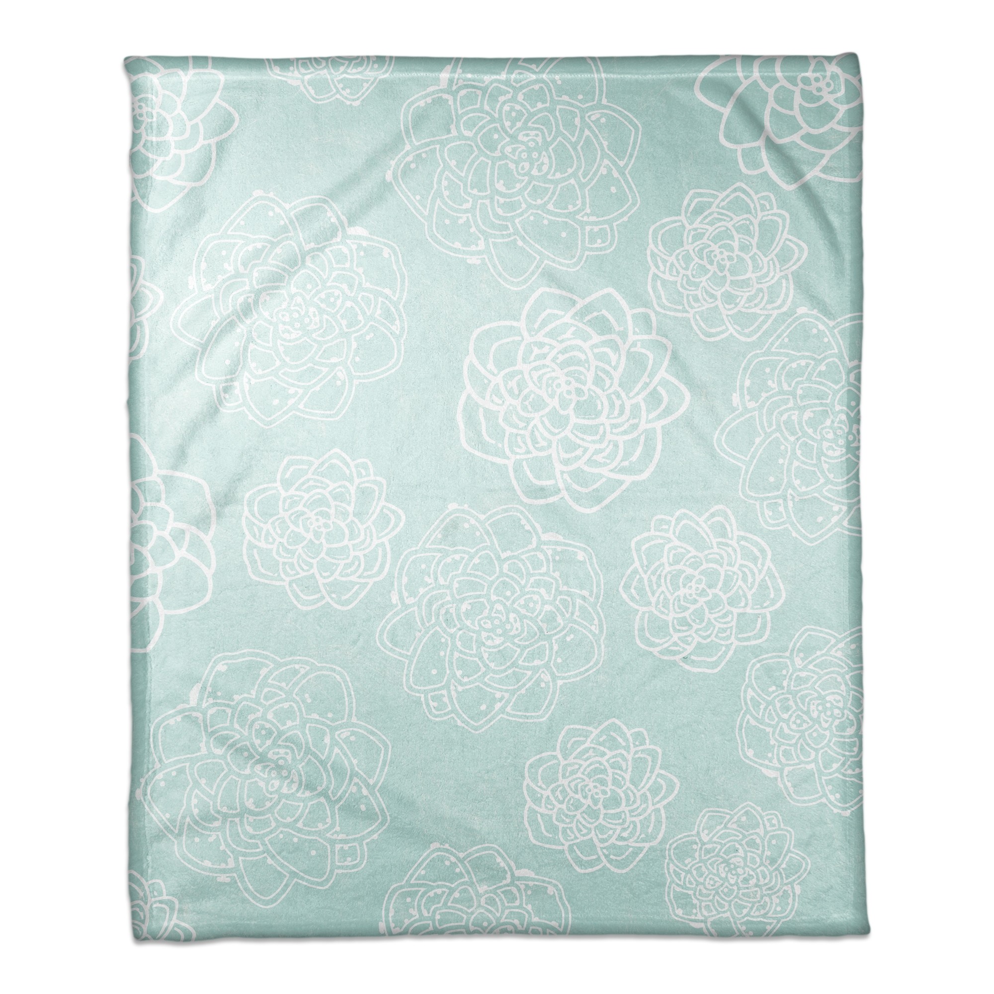 Teal Florals 50x60 Throw Blanket