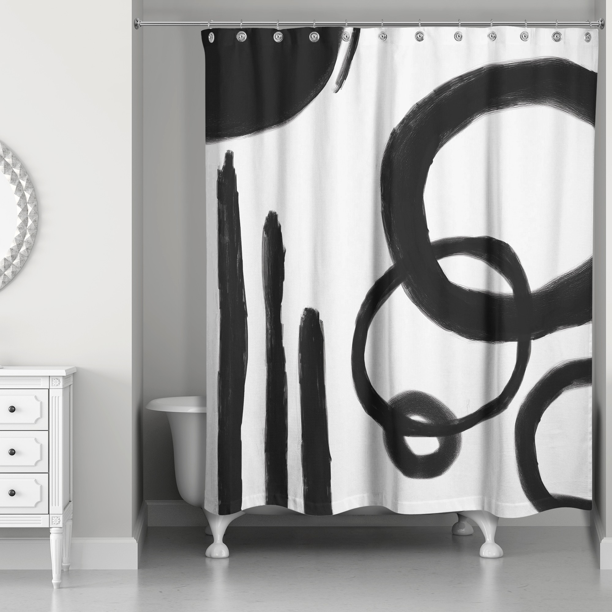 Black Abstract 71x74 Shower Curtain