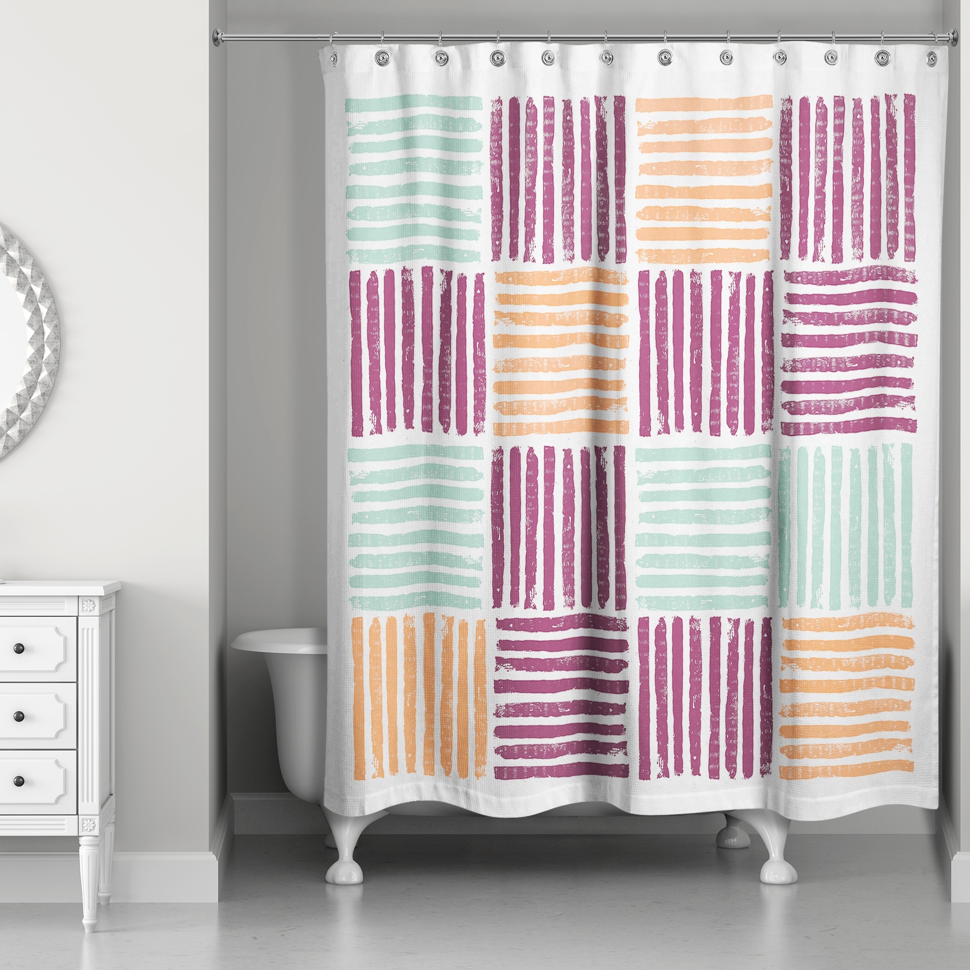 Square Lines 71x74 Shower Curtain