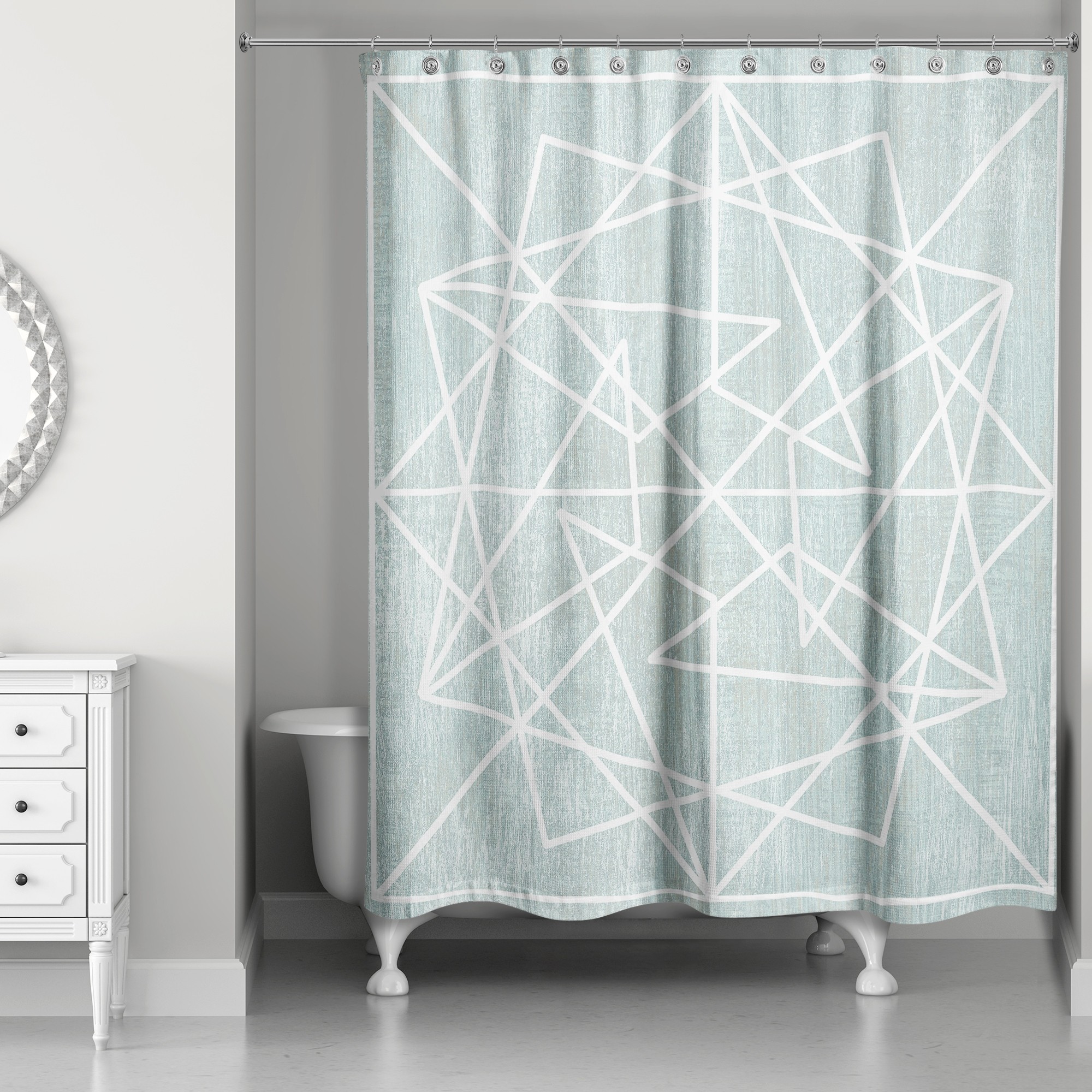 Teal Geo 71x74 Shower Curtain