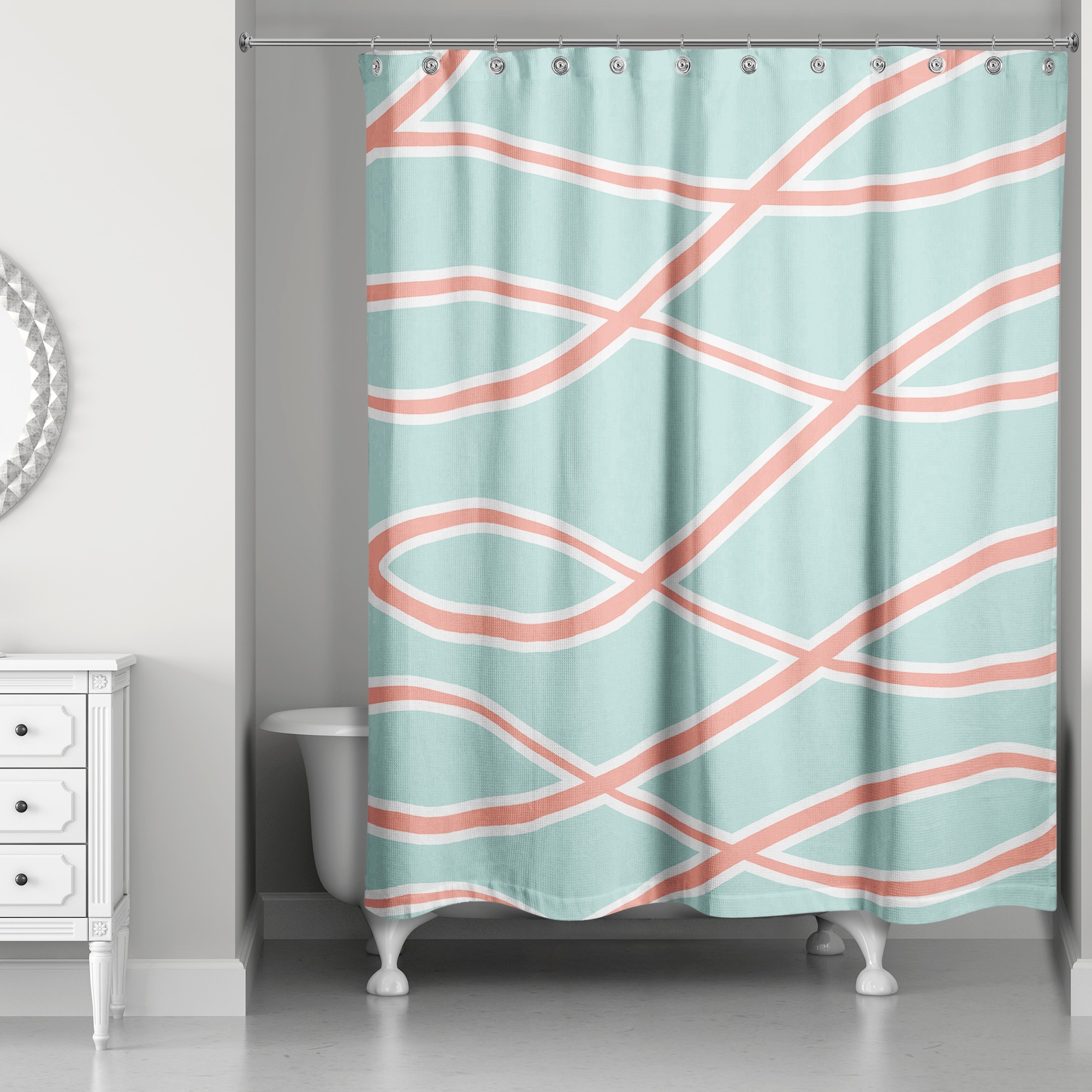 Coral Swirl 71x74 Shower Curtain