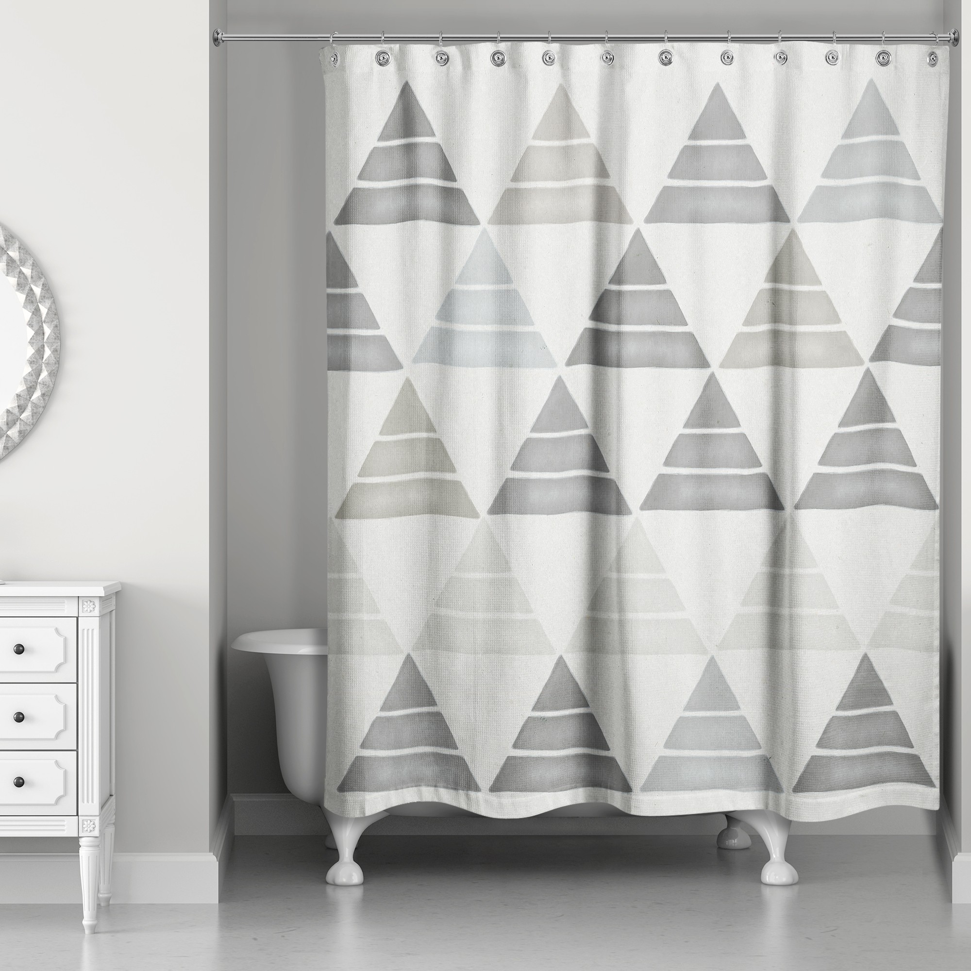 Grey Triangles 71x74 Shower Curtain