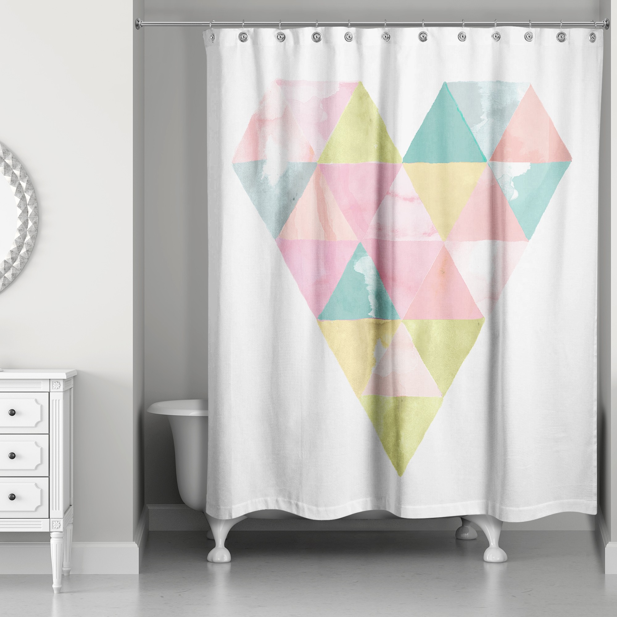 Triangle Watercolor Heart 71x74 Shower Curtain