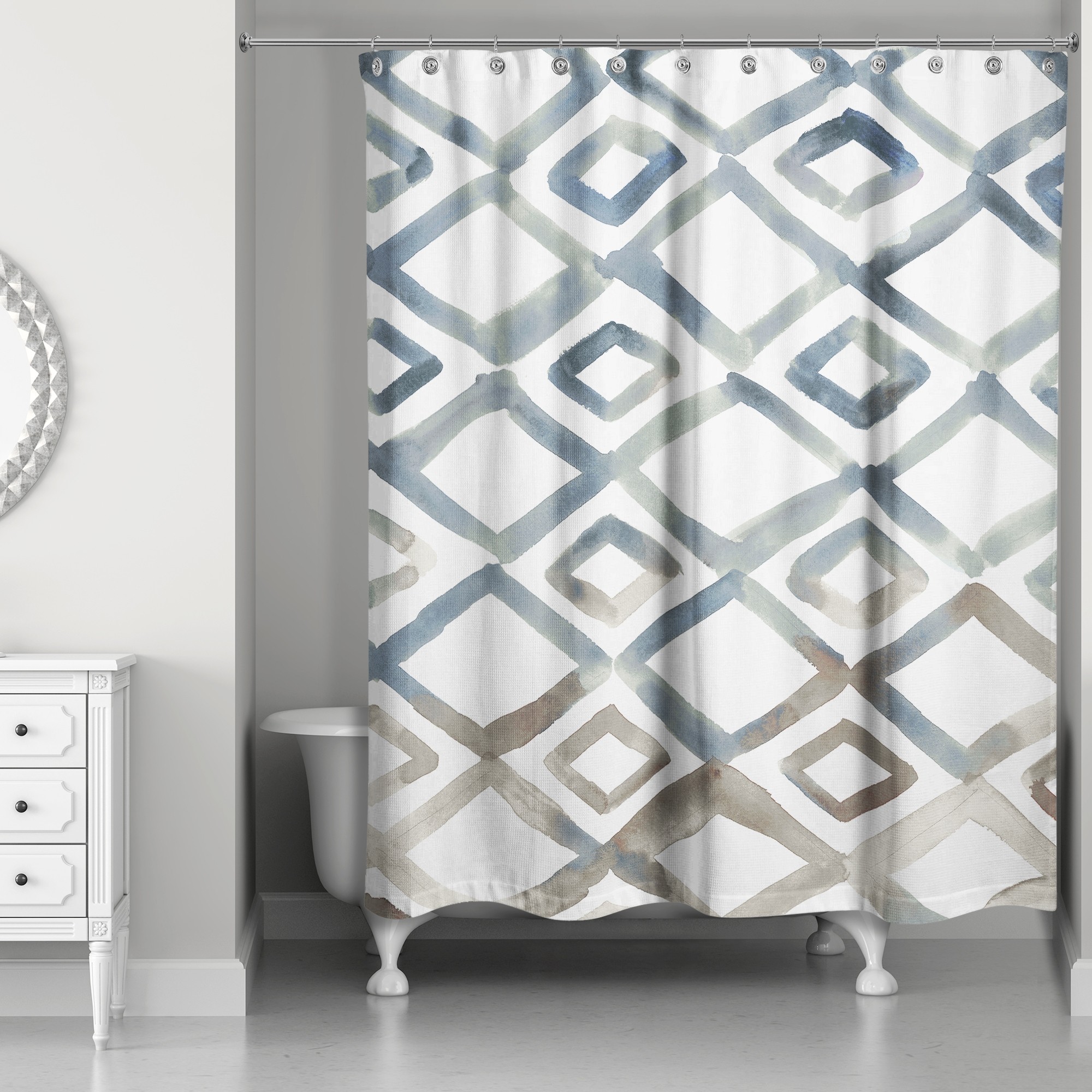 Watercolor Diamonds 71x74 Shower Curtain