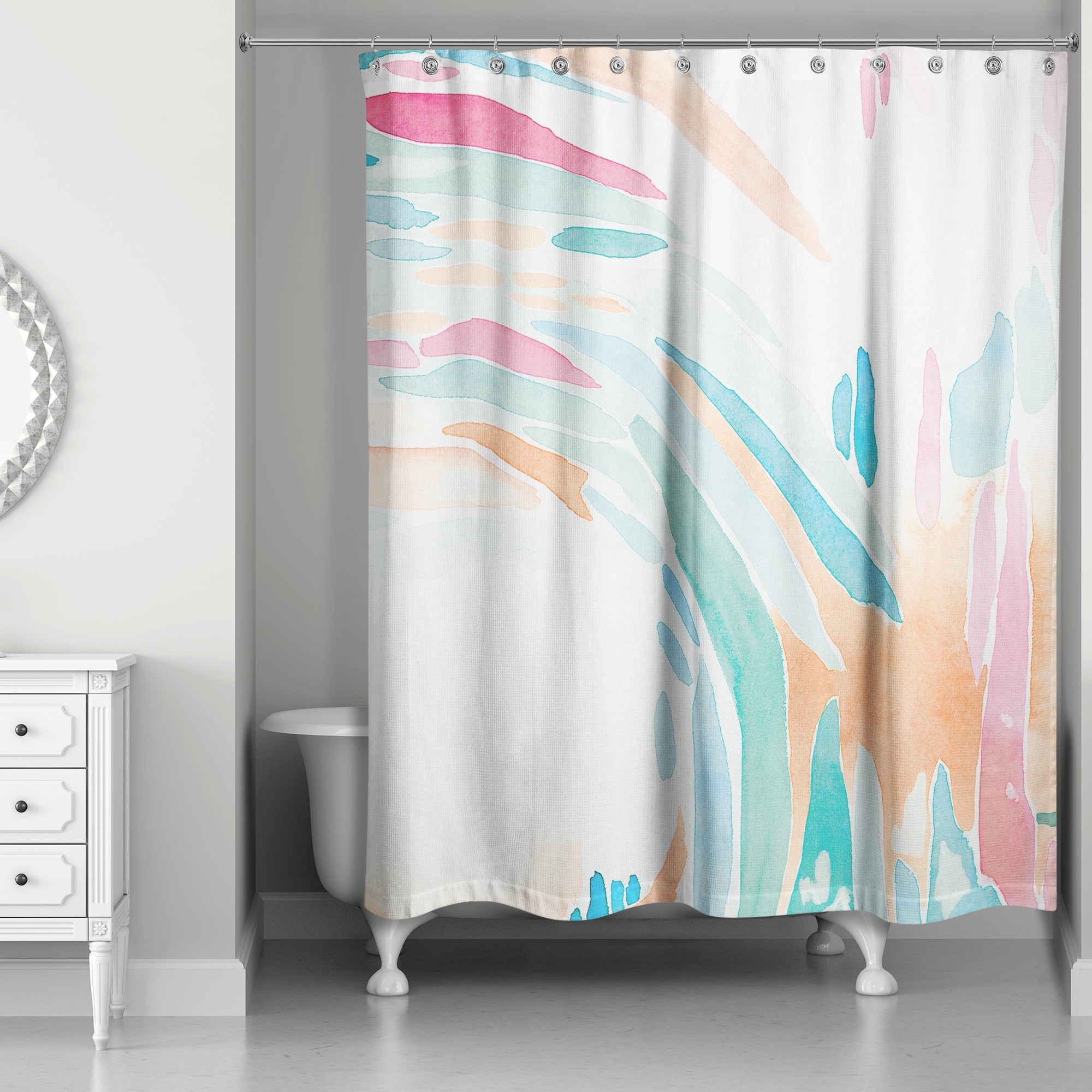 Watercolor Swoops 71x74 Shower Curtain