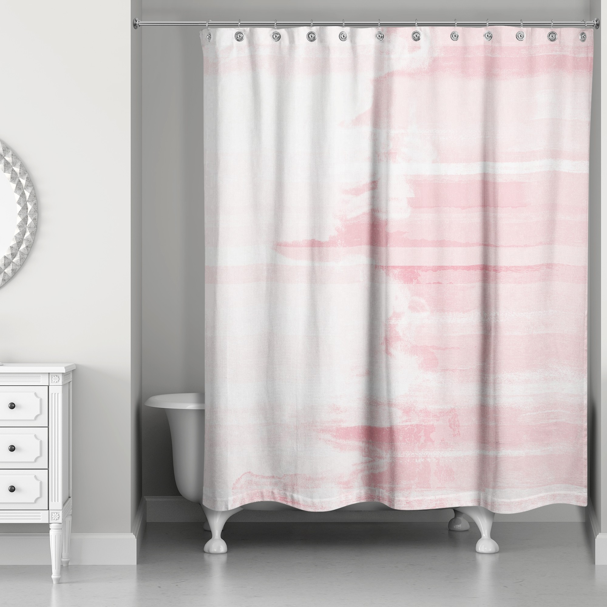 Pink Watercolor Stripe 71x74 Shower Curtain