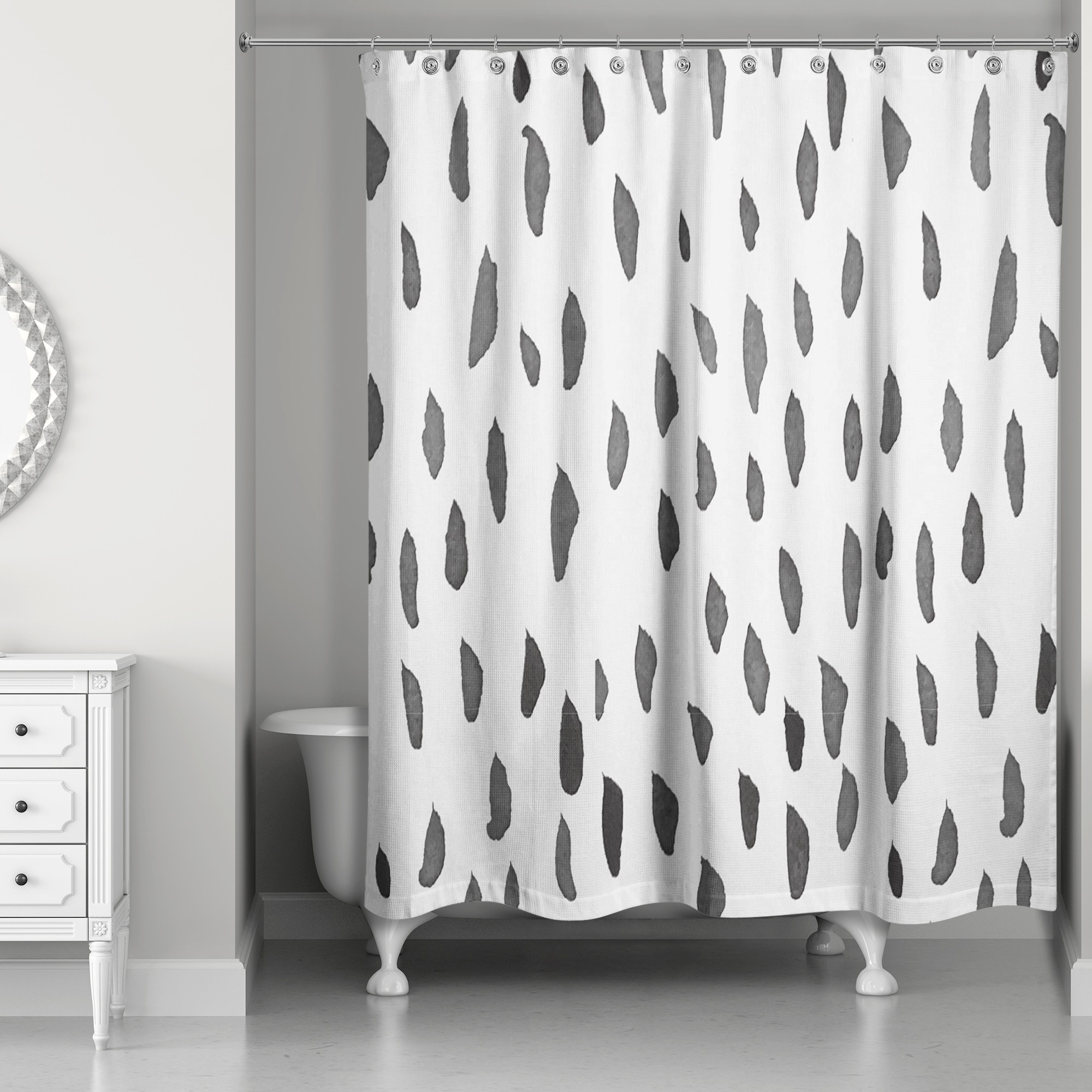 Grey Paint Dab 71x74 Shower Curtain