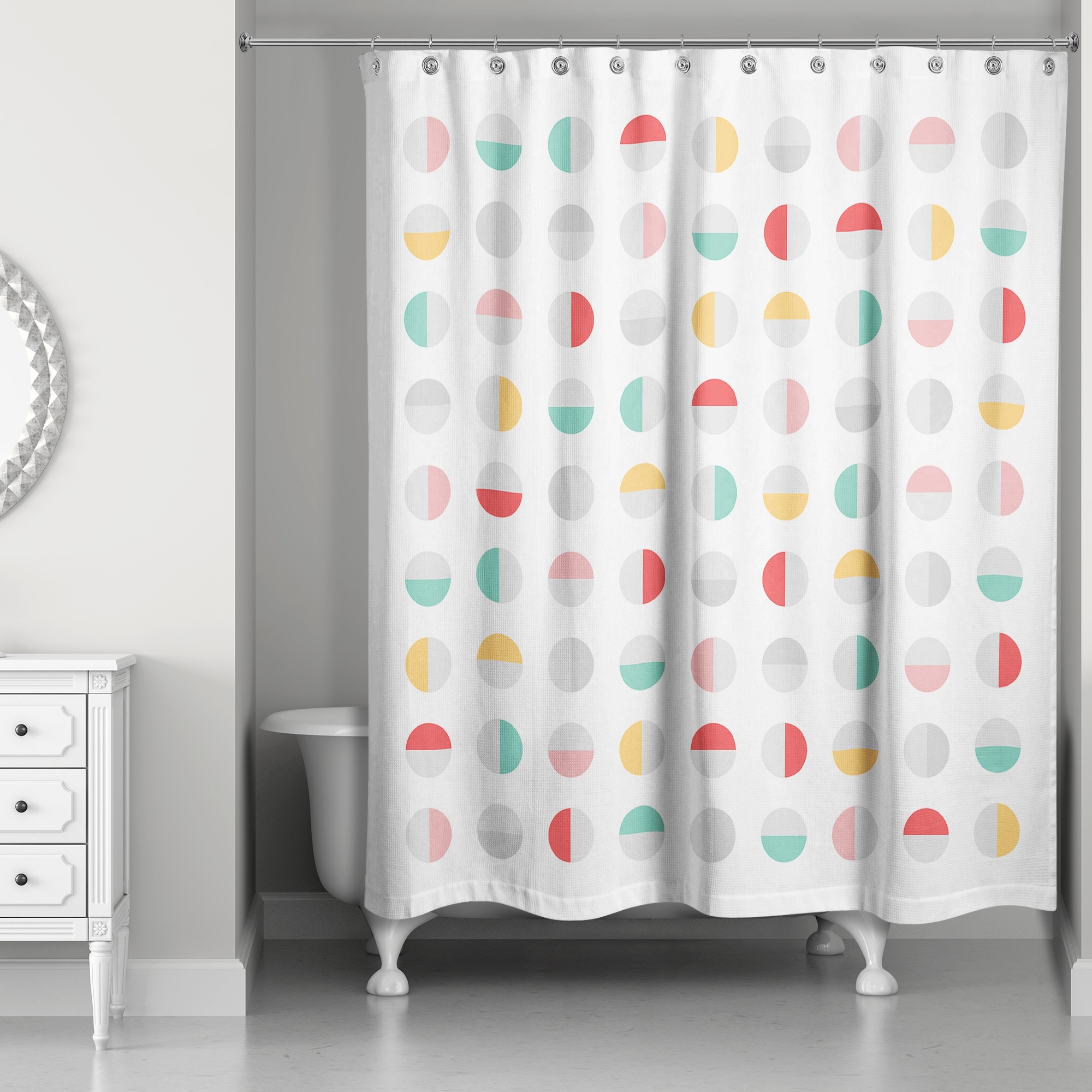 Colorful Semi-Circles 71x74 Shower Curtain