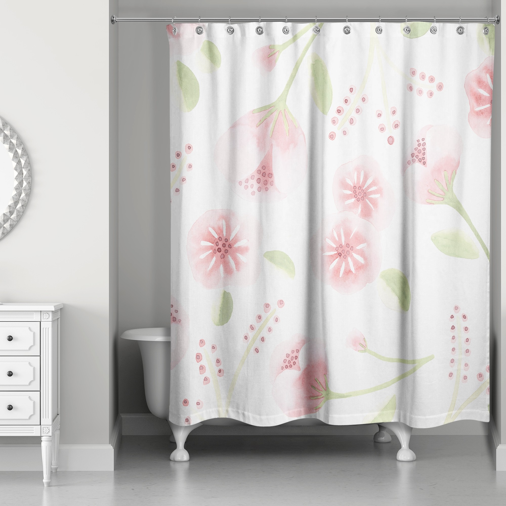 Light Watercolor Buds 71x74 Shower Curtain
