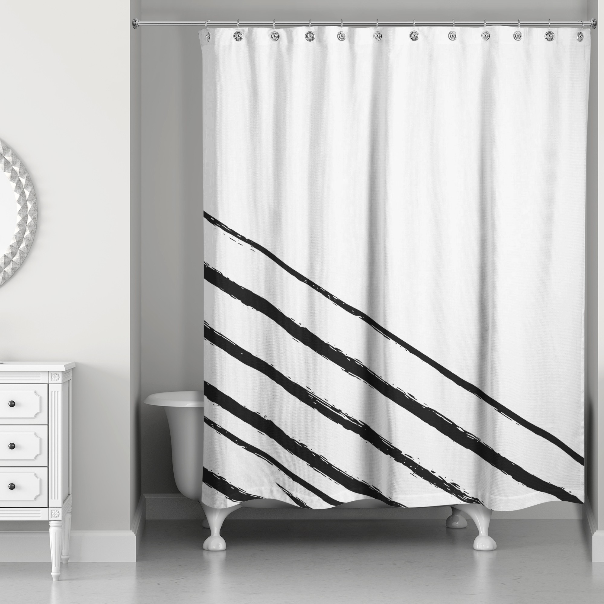 Black Lines 71x74 Shower Curtain