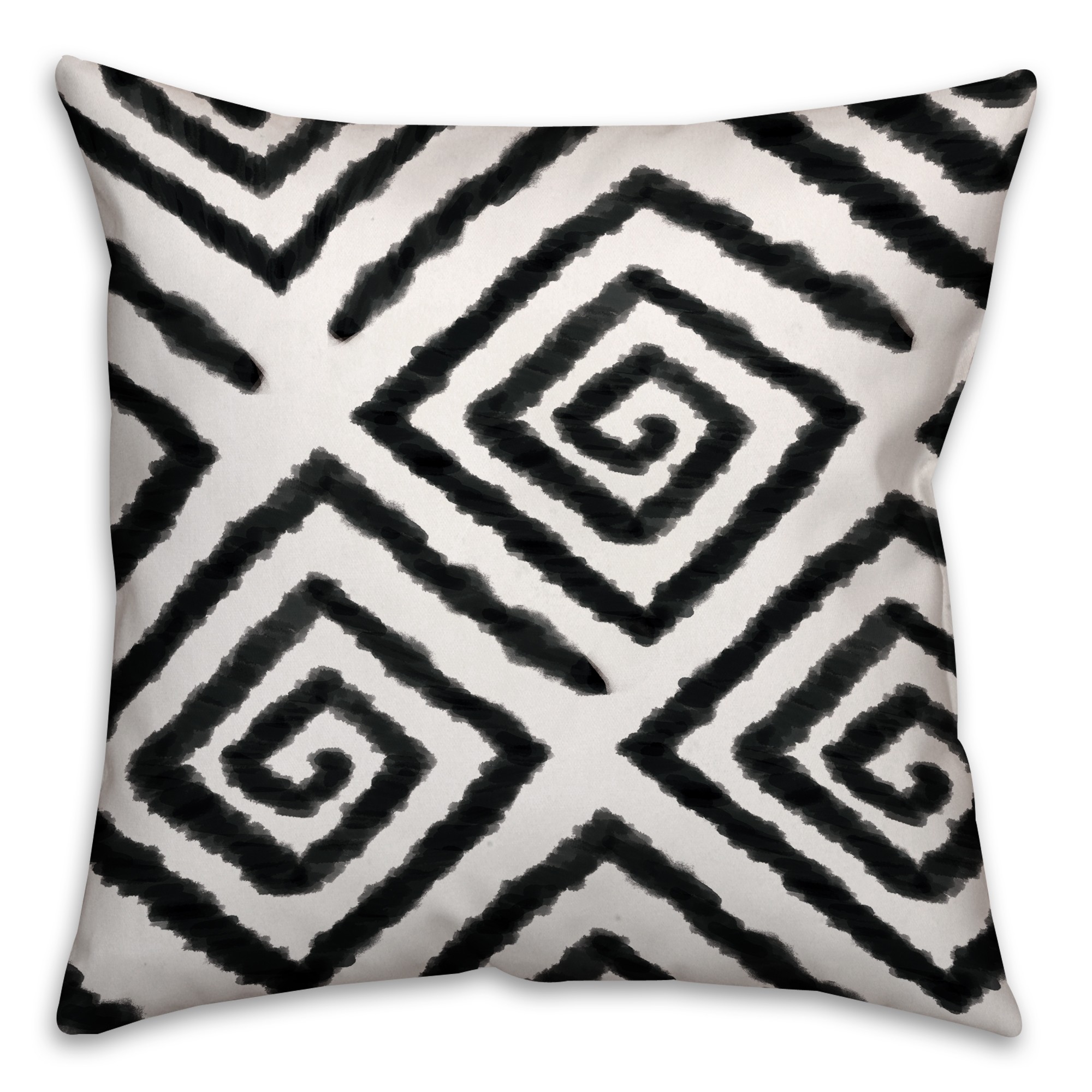 Black Watercolor Geo 16x16 Throw Pillow