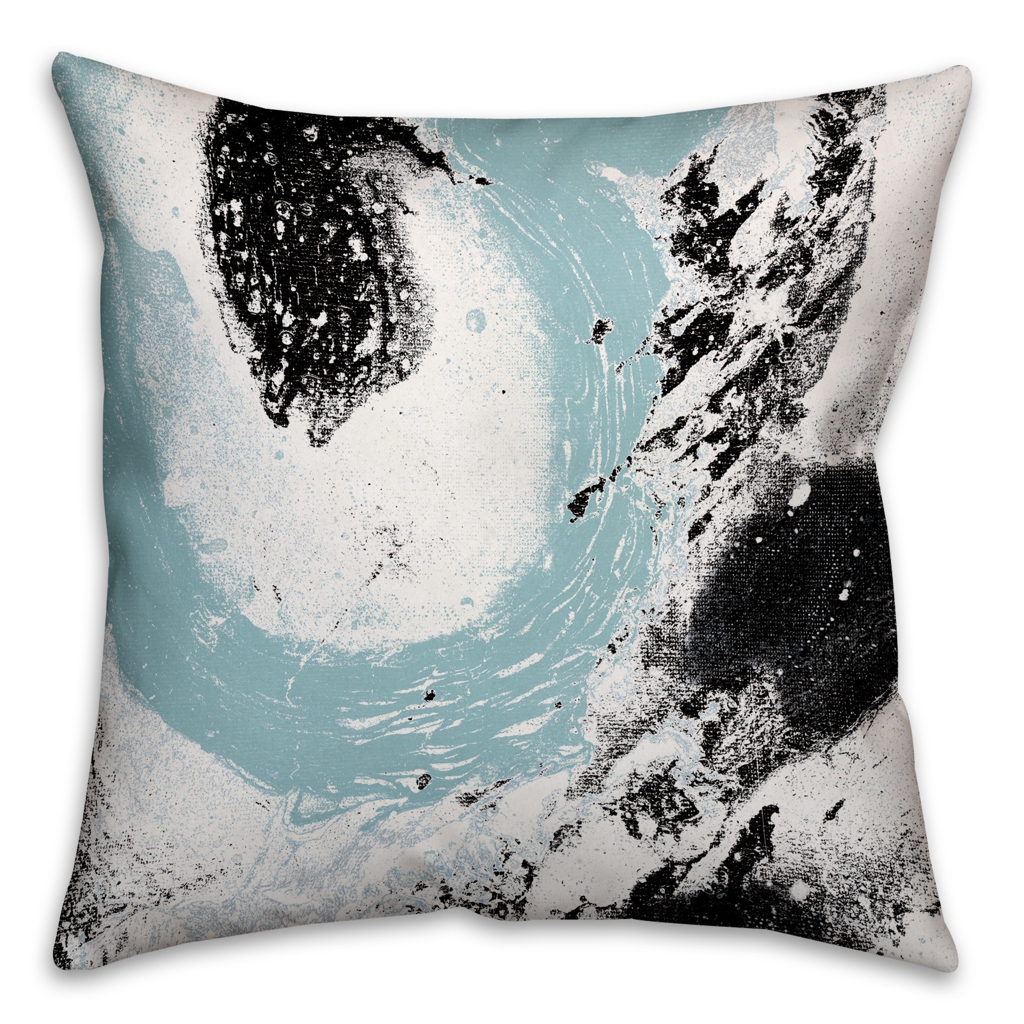 Teal Marble Splatter 16x16 Throw Pillow