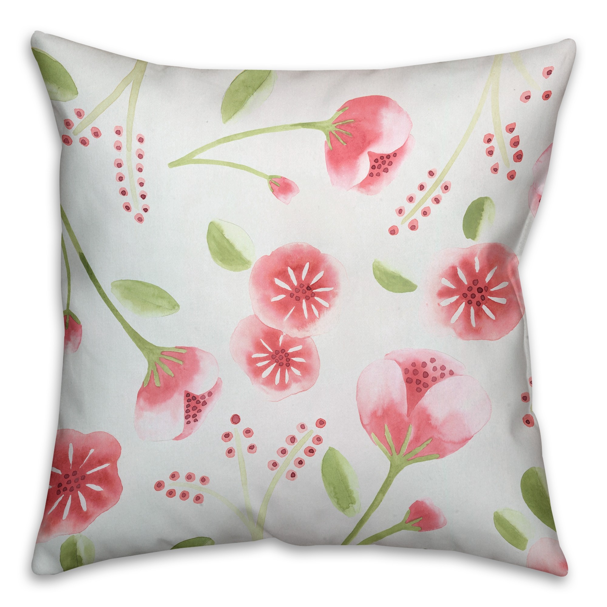 Dark Watercolor Buds 16x16 Throw Pillow