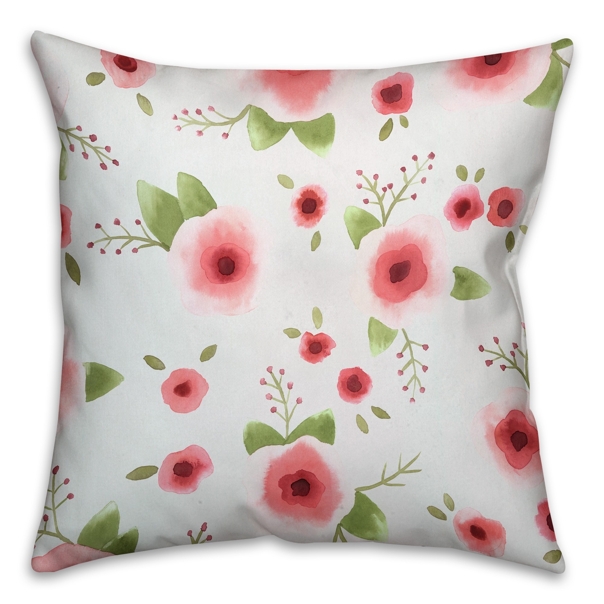 Pink Watercolor Florals 16x16 Throw Pillow