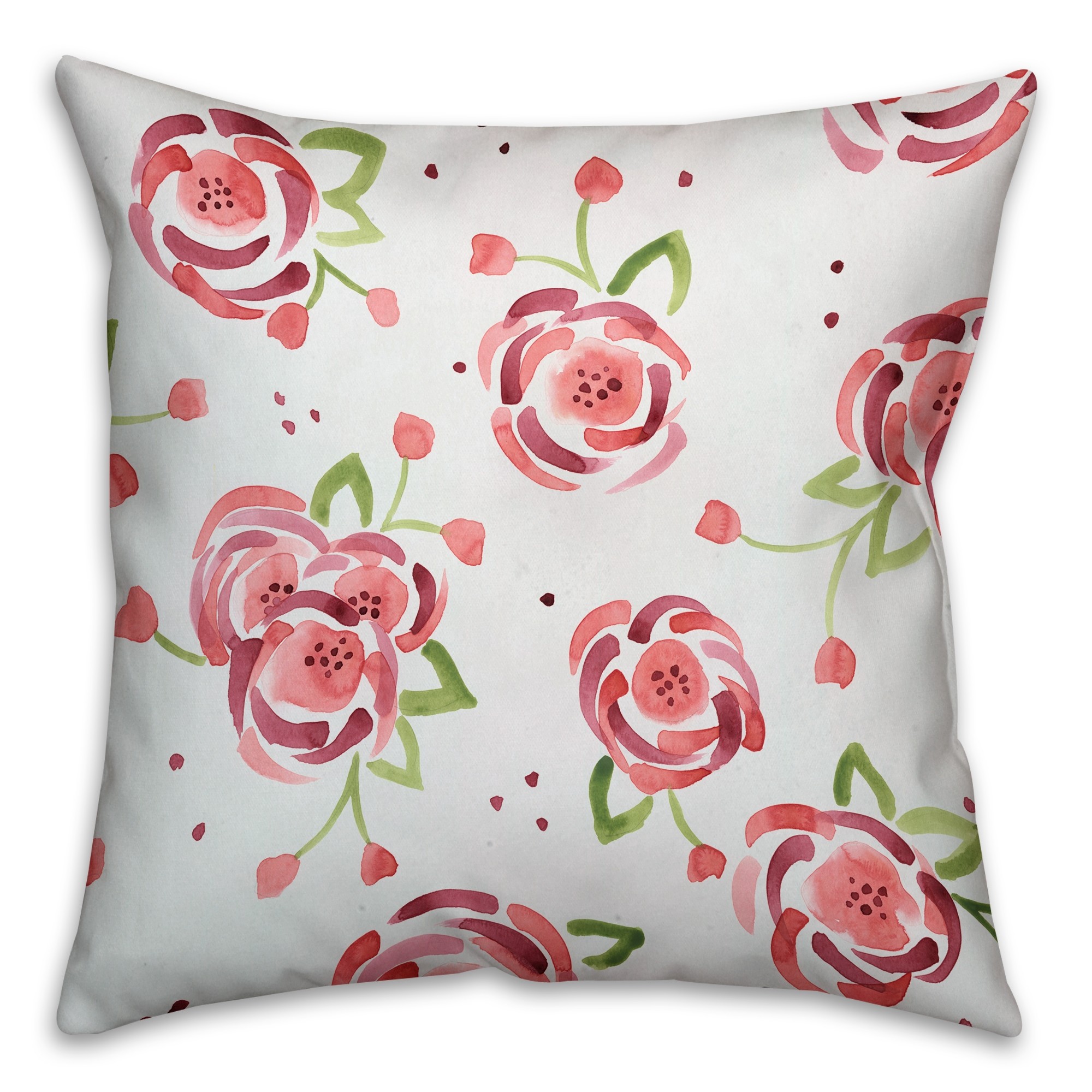 Watercolor Roses 16x16 Throw Pillow