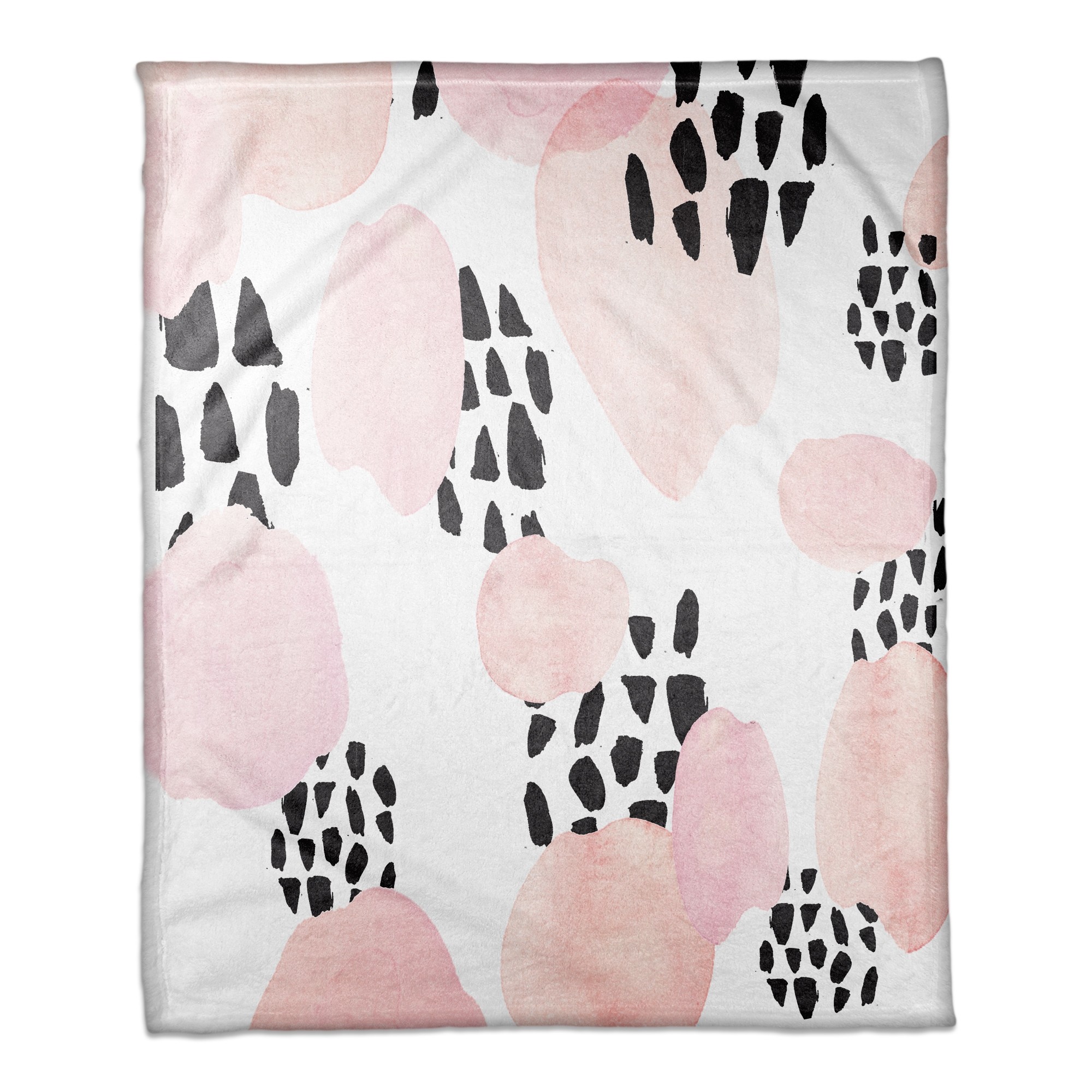 Watercolor Blush and Black Dabs  Throw Blanket