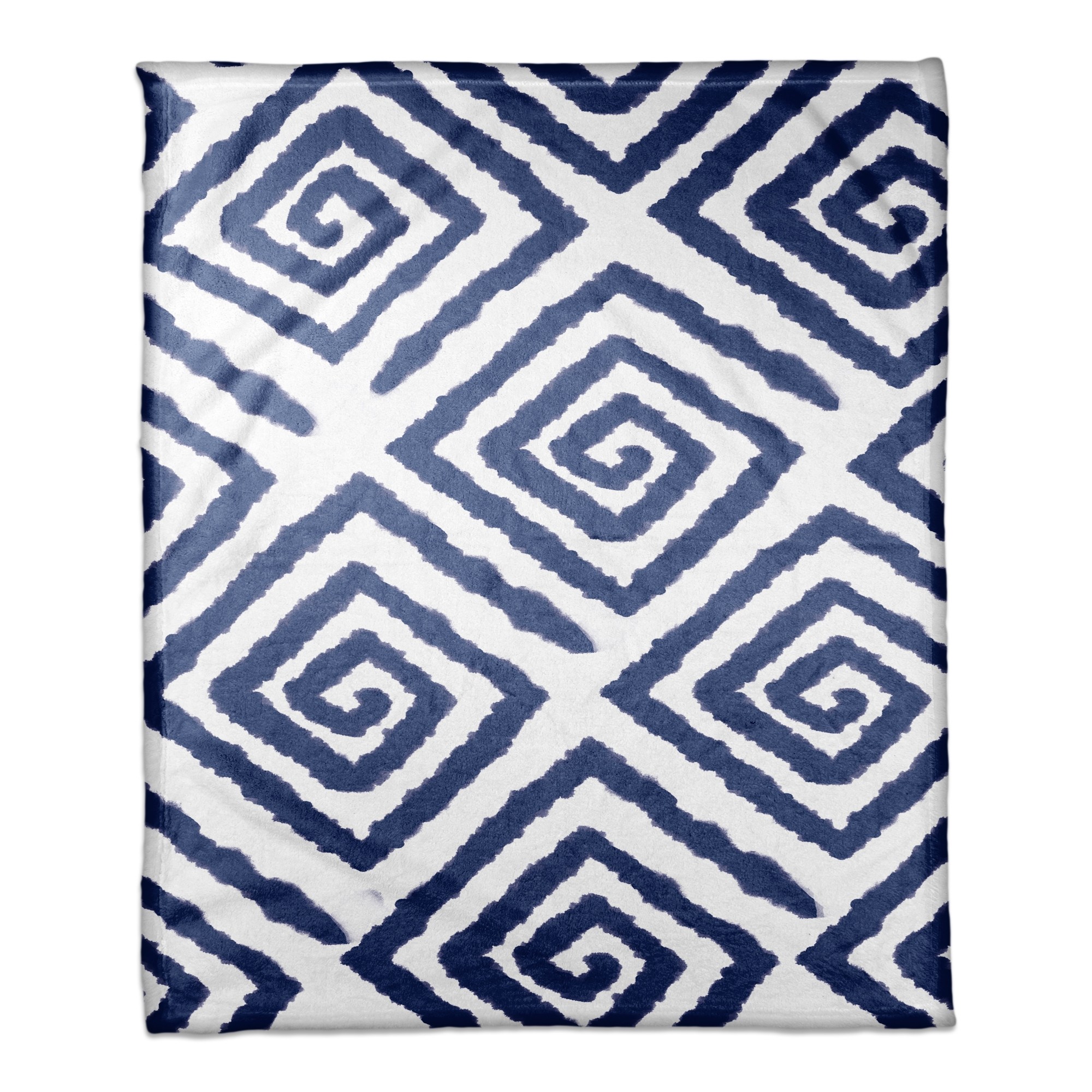Indigo Watercolor Geo Throw Blanket