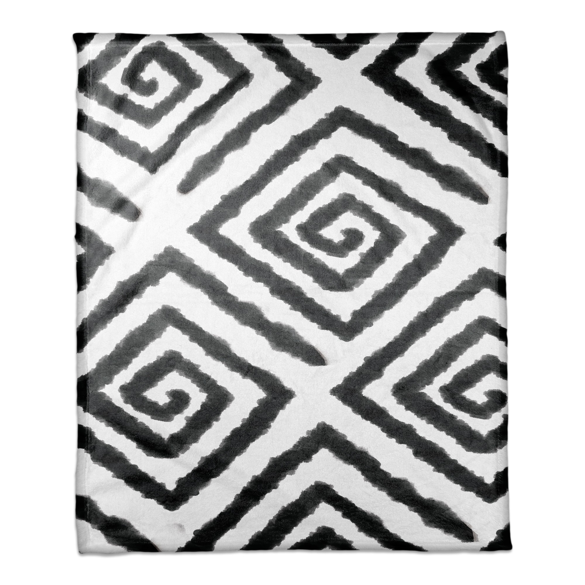 Black Watercolor Geo Throw Blanket