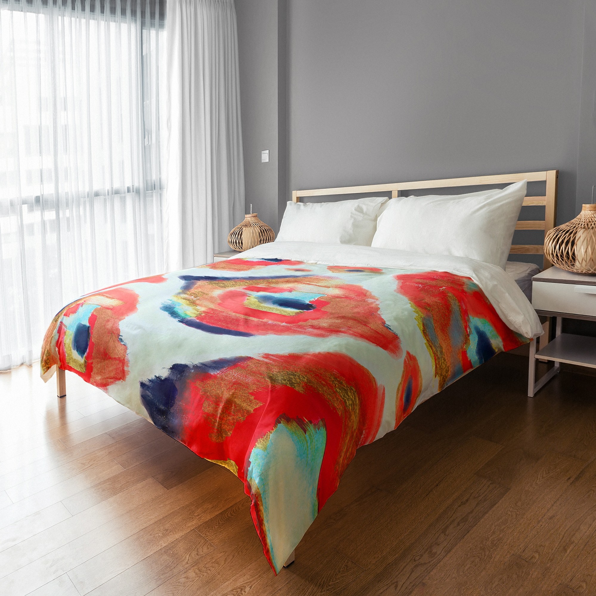 Coral Ikat Duvet Cover