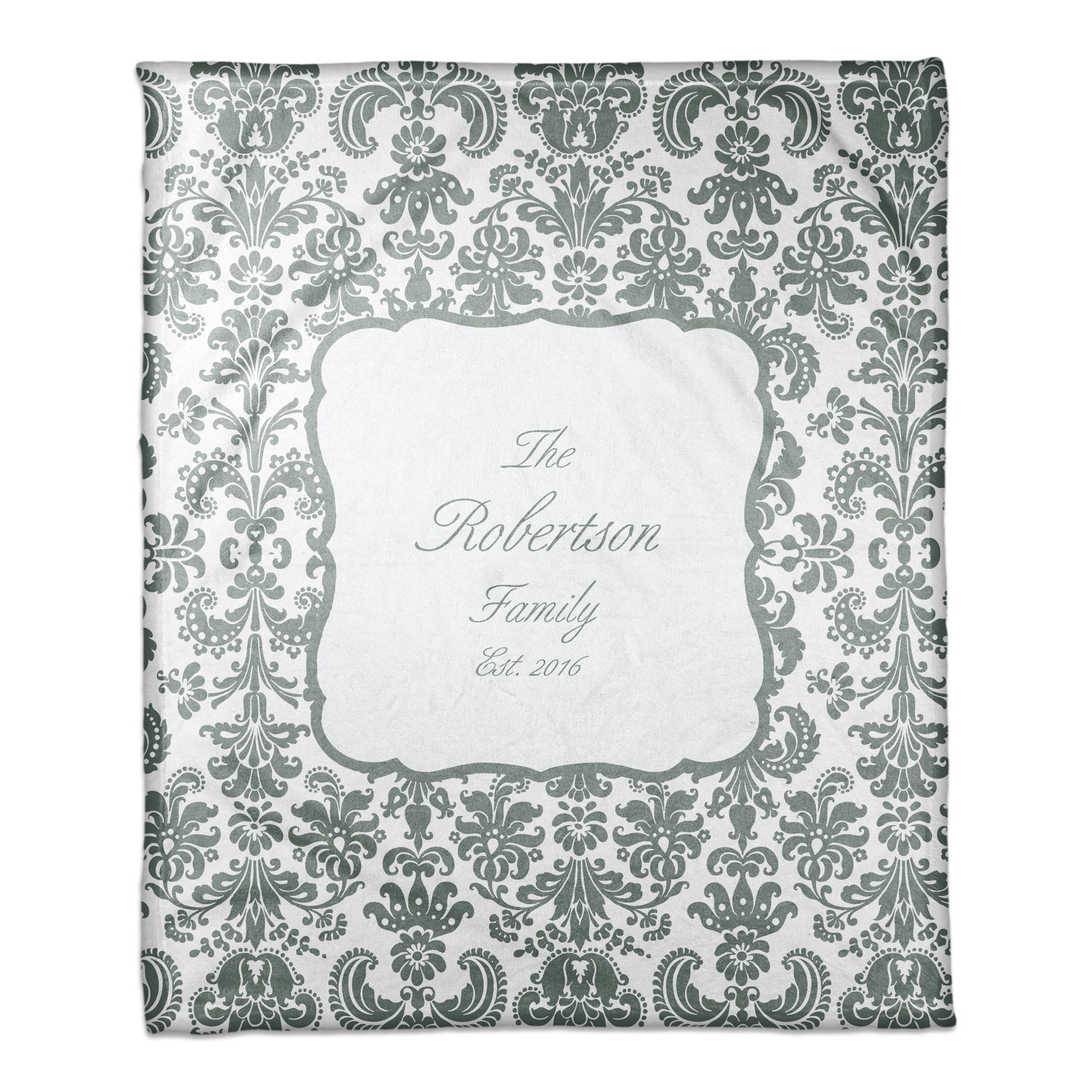Gray Damask 50x60 Personalized Throw Blanket