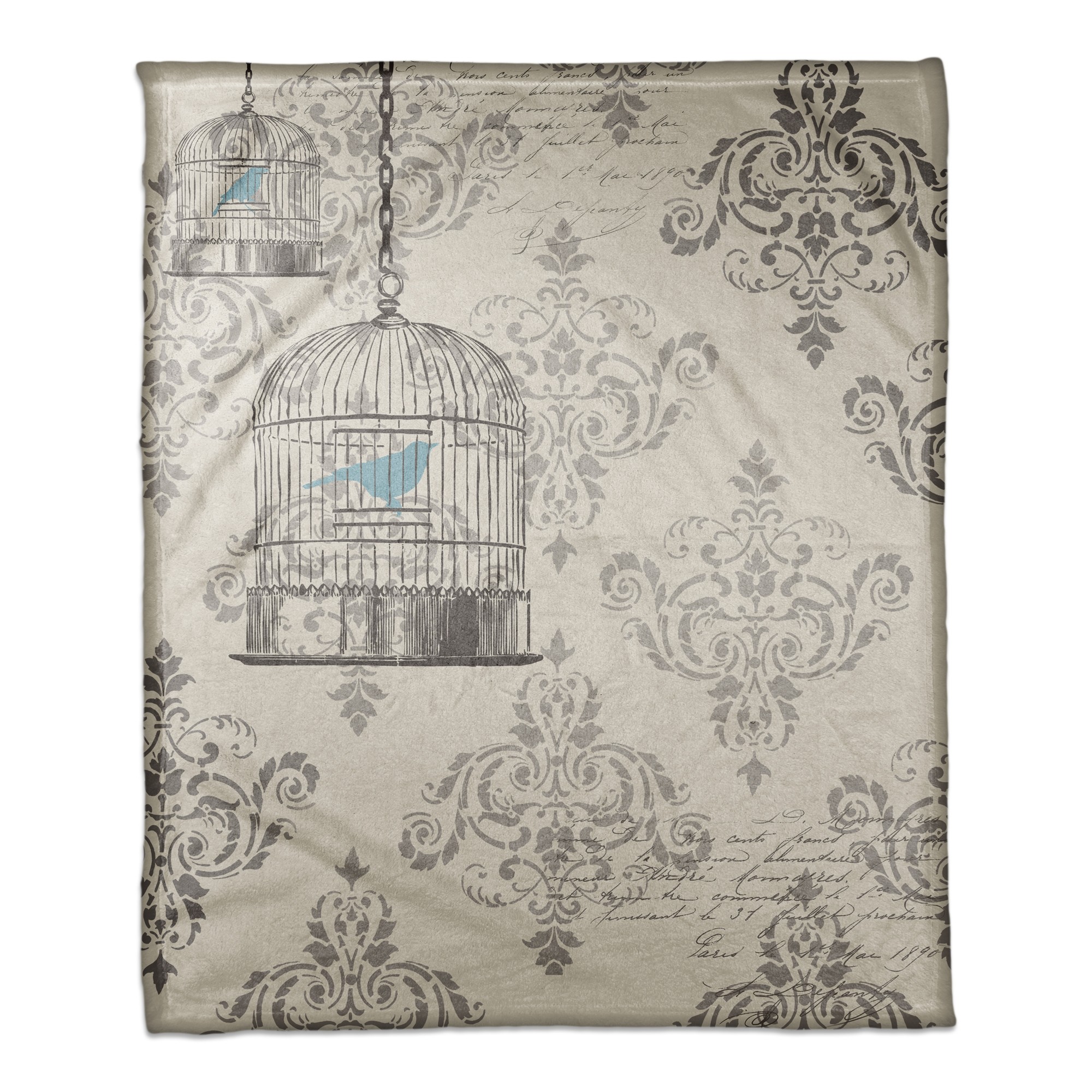 Vintage Birdcage 50x60 Throw Blanket