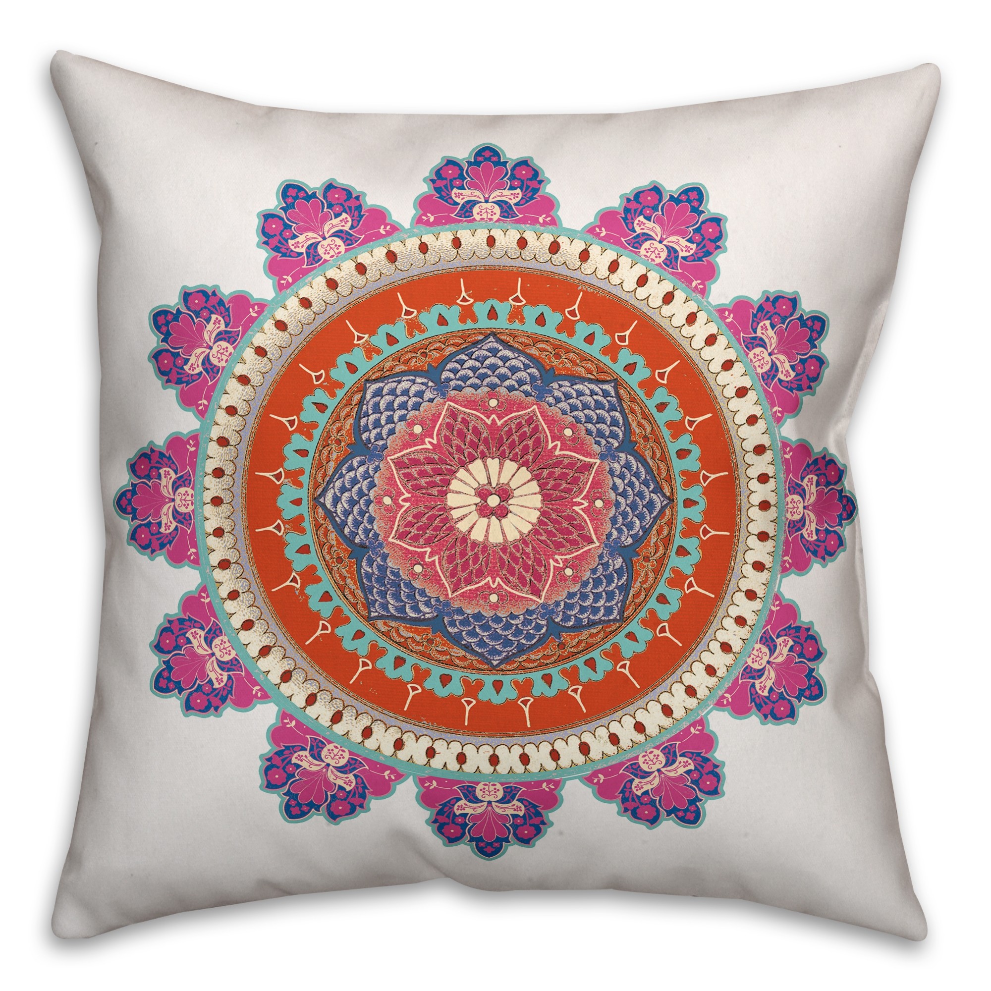 Boho Pink Medallion Throw Pillow
