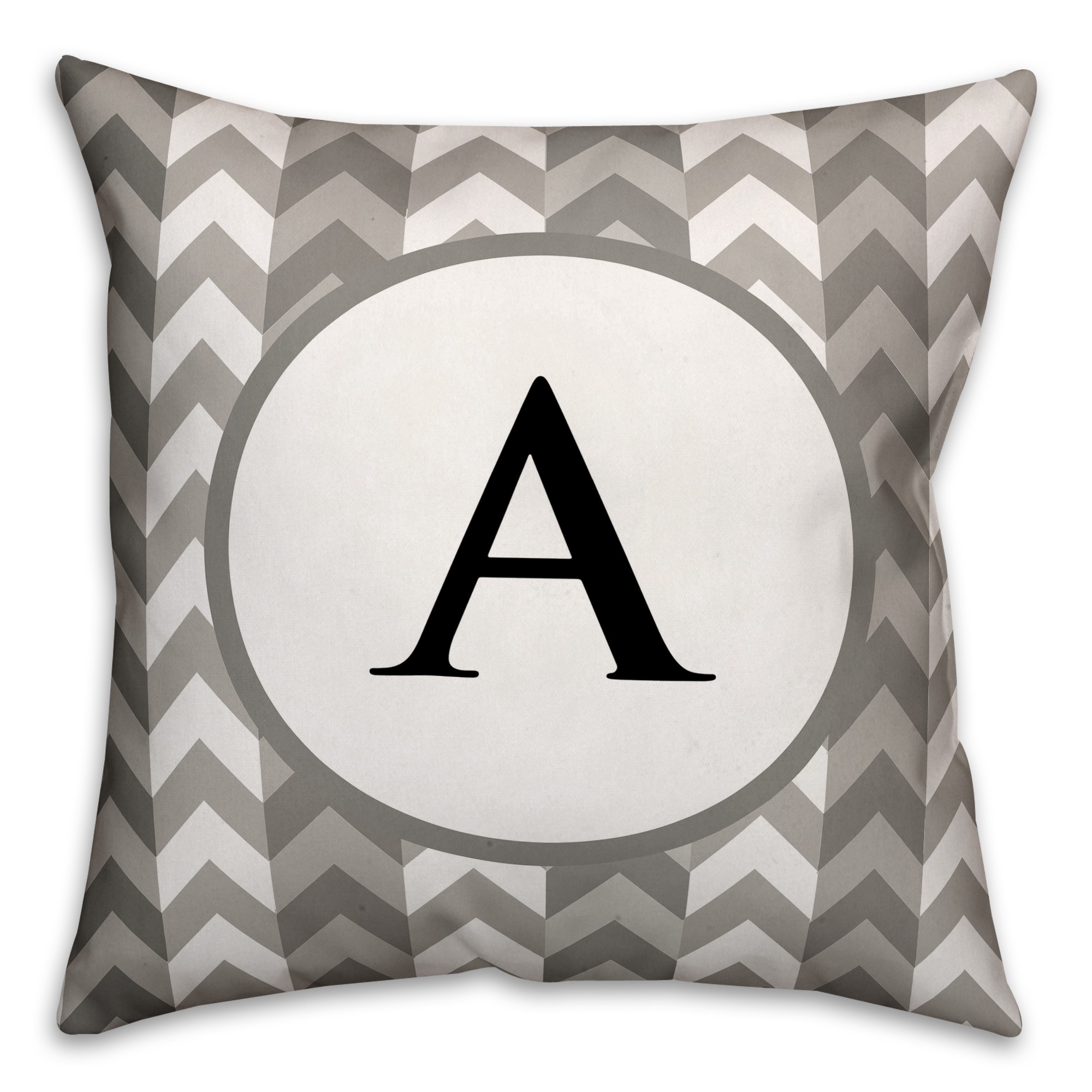 Gray Chevron Monogram 18x18 Faux Suede Throw Pillow
