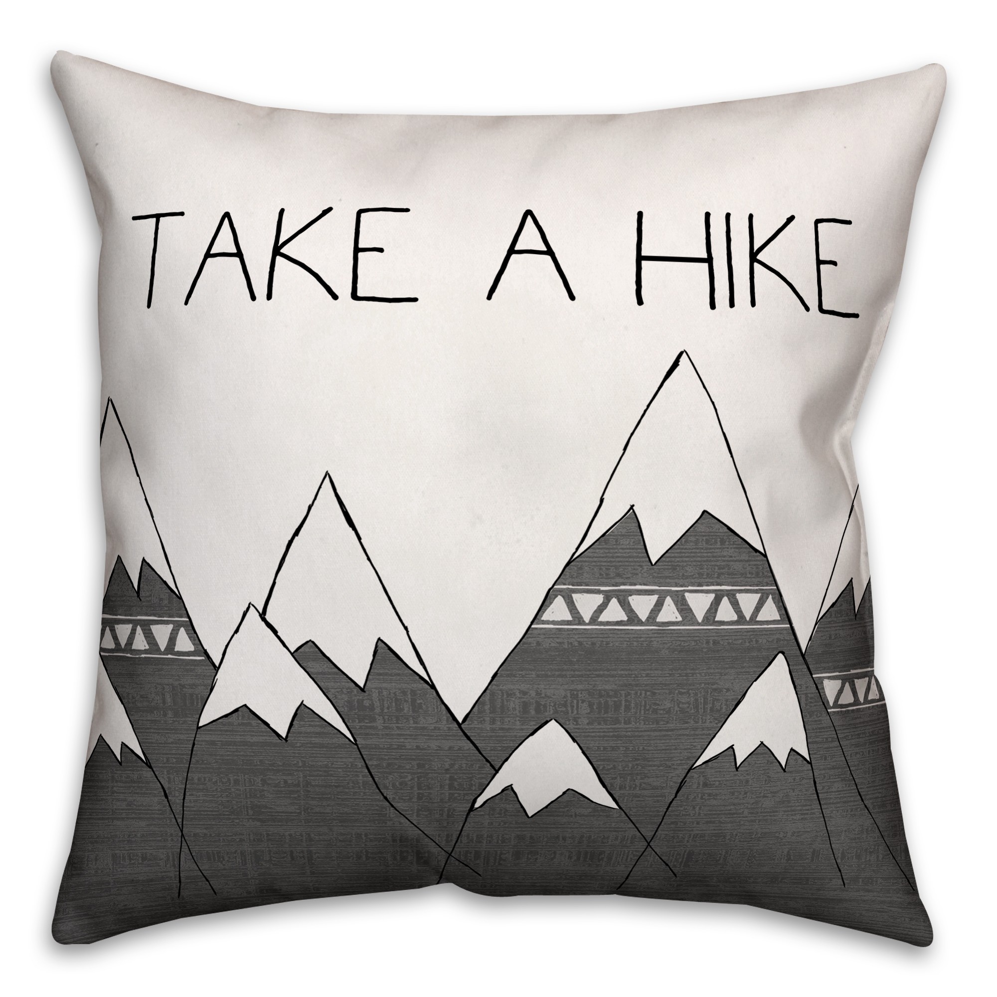 Gray Mountains Take a Hike 18x18 Faux Suede Throw Pillow