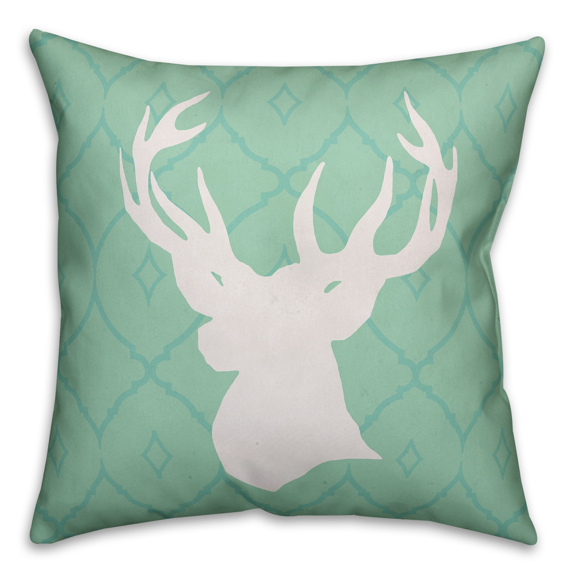 Mint Diamond White Deer 18x18 Faux Suede Throw Pillow