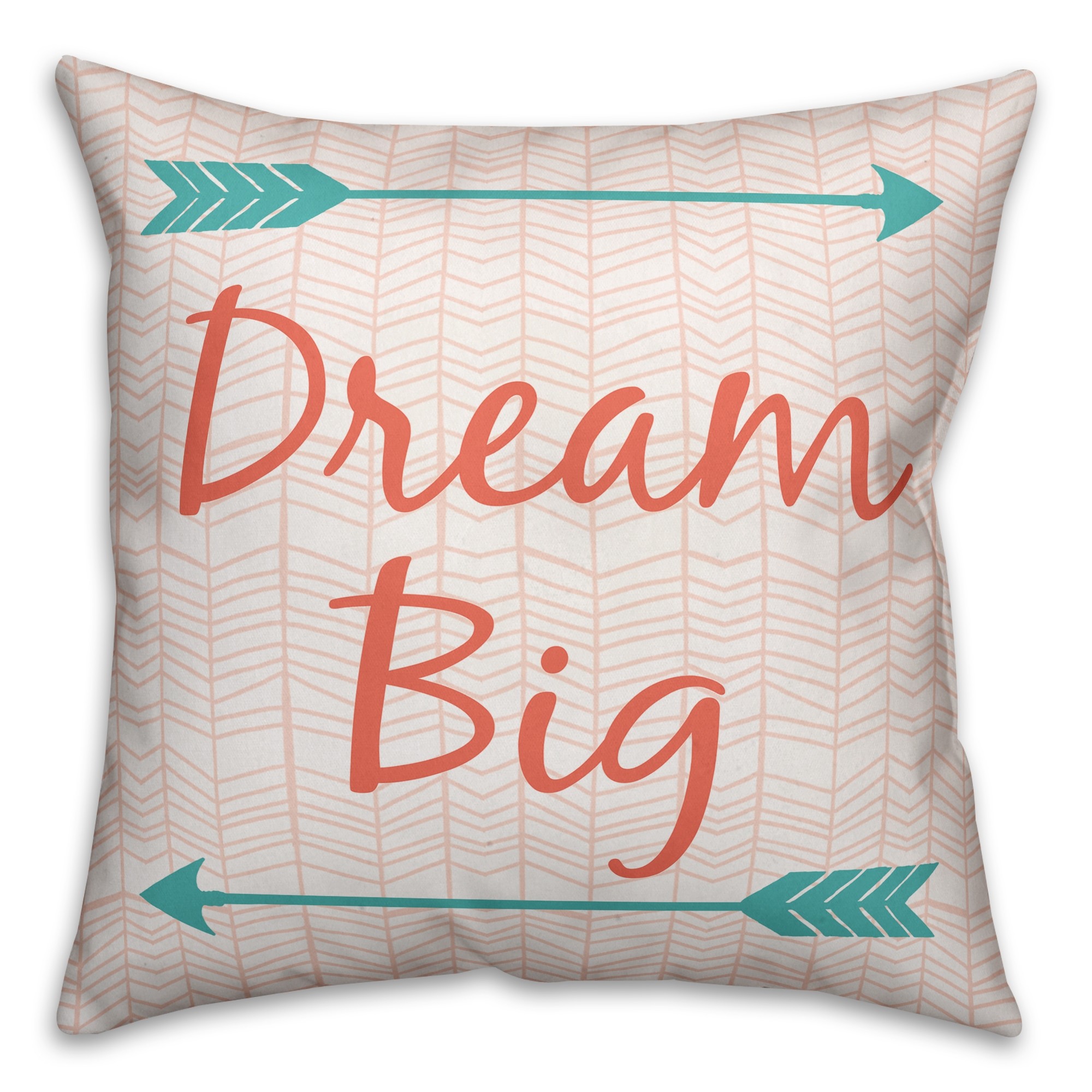 Orange and Blue Dream Big 18x18 Faux Suede Throw Pillow
