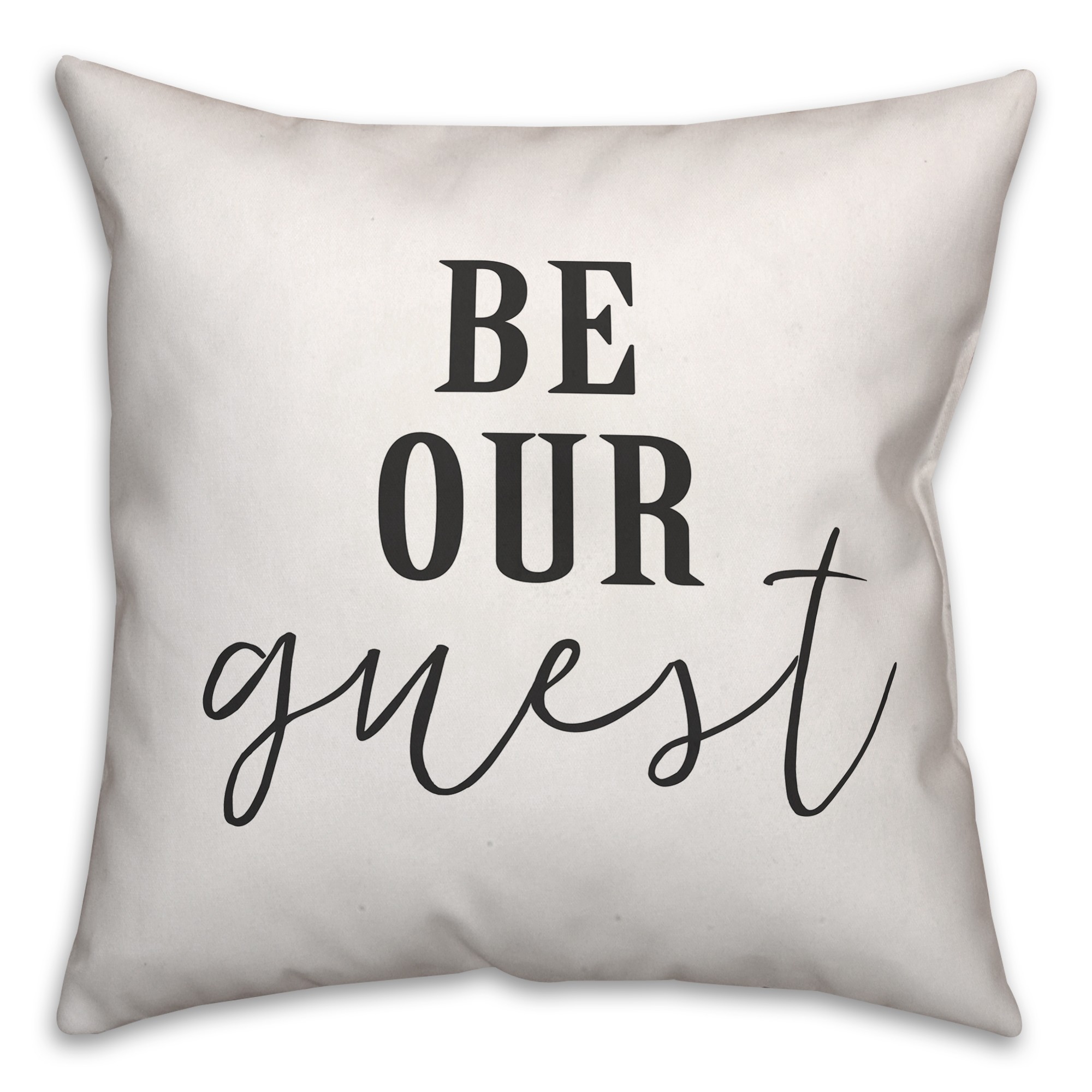 Be Our Guest Black and White 18x18 Faux Suede Throw Pillow