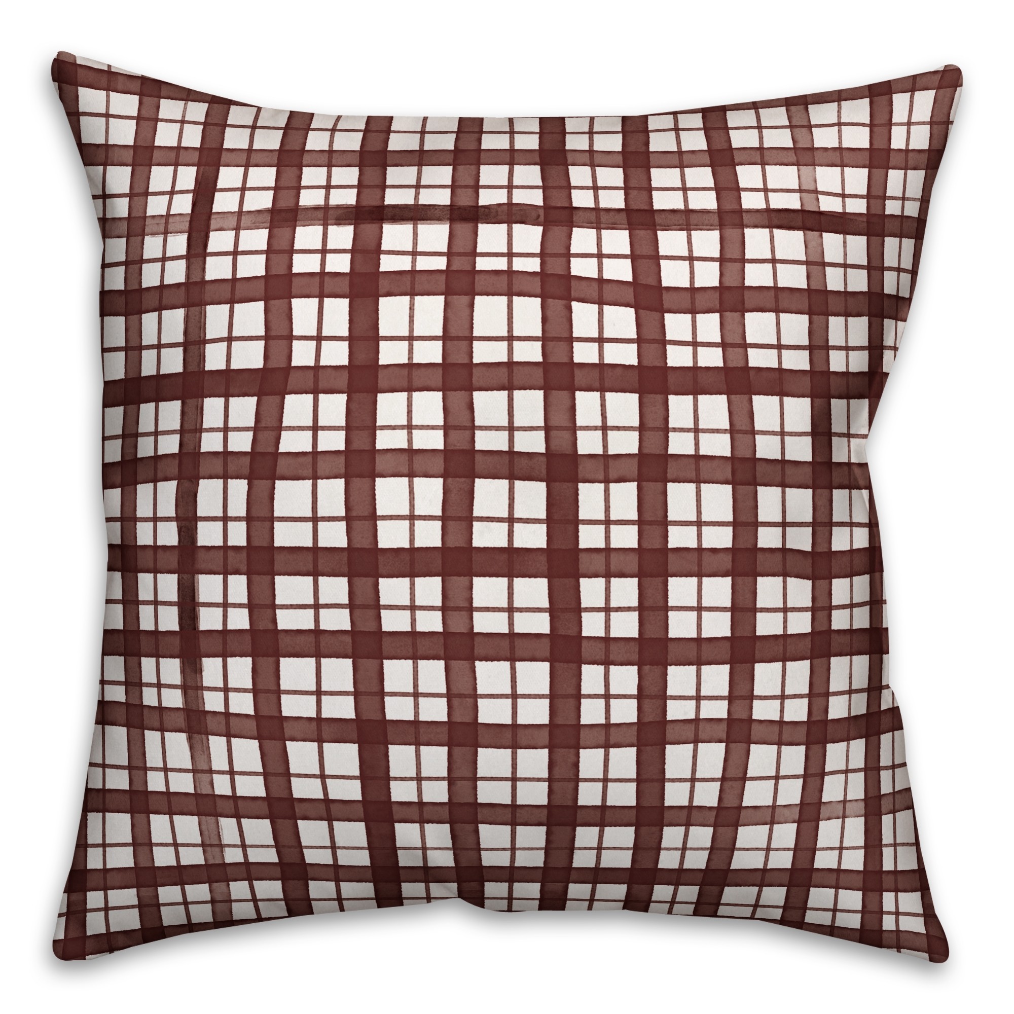 Red and White Plaid 18x18 Faux Suede Throw Pillow