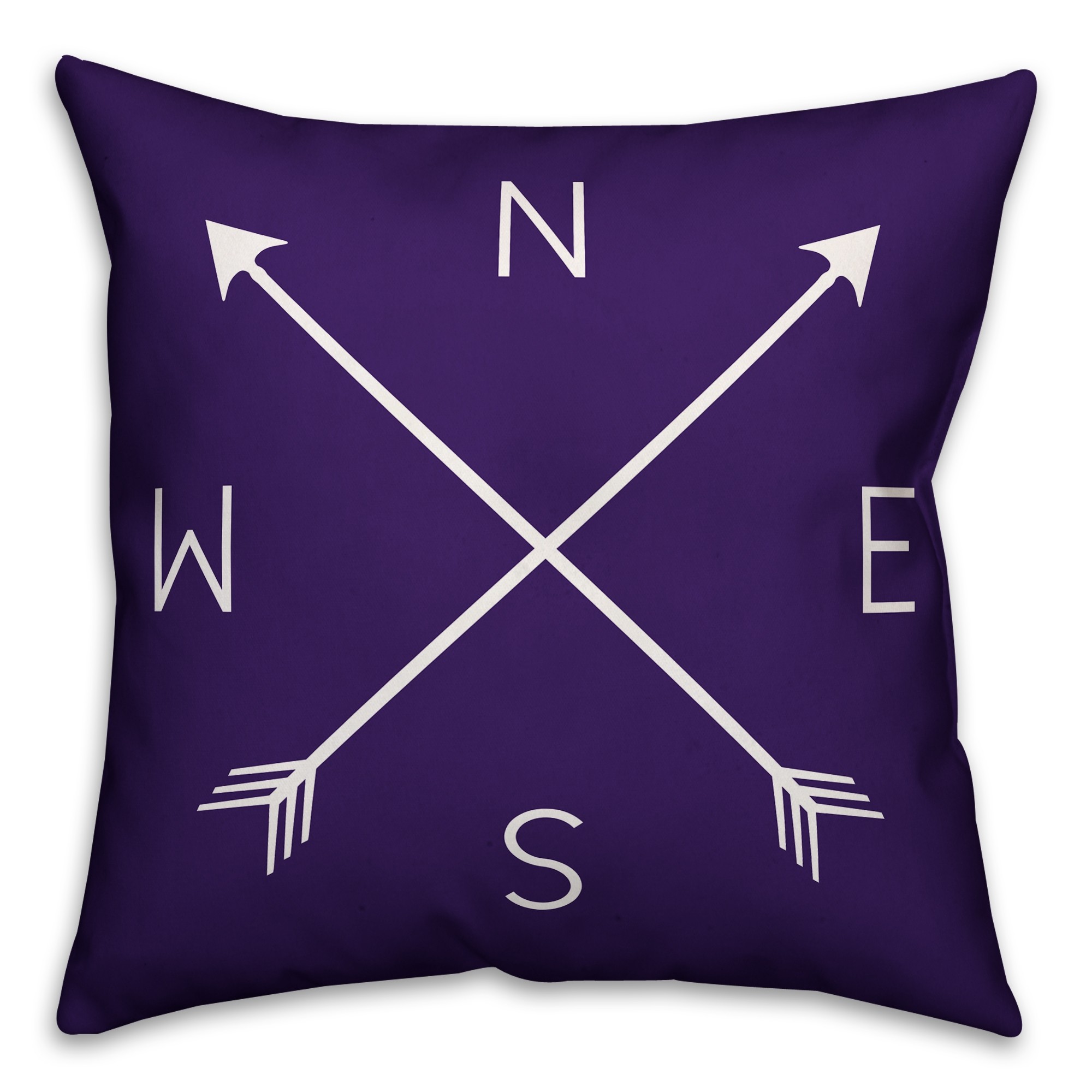 Purple Compass 18x18 Faux Suede Throw Pillow
