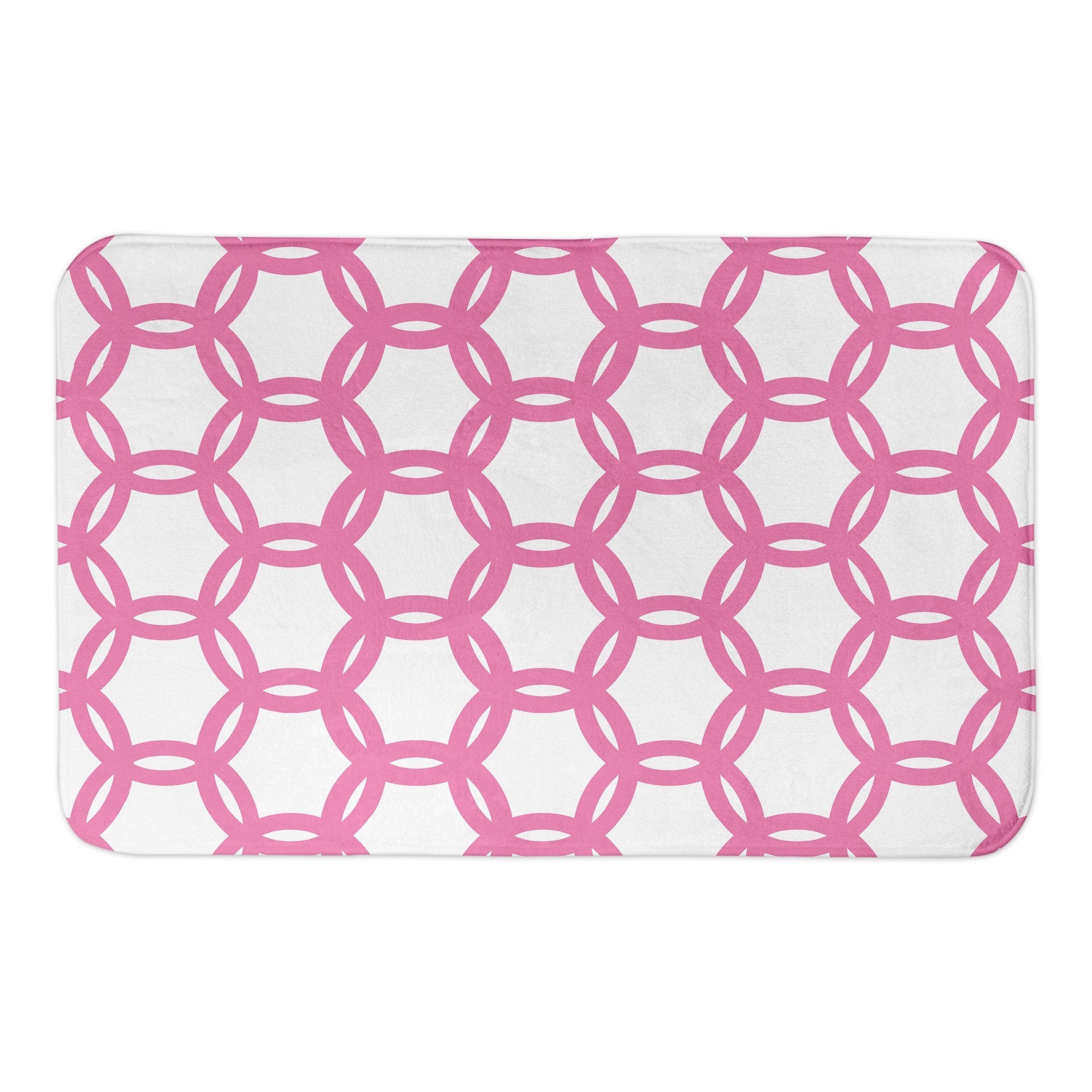 Preppy Pink Locking Circles 34x21 Bath Mat