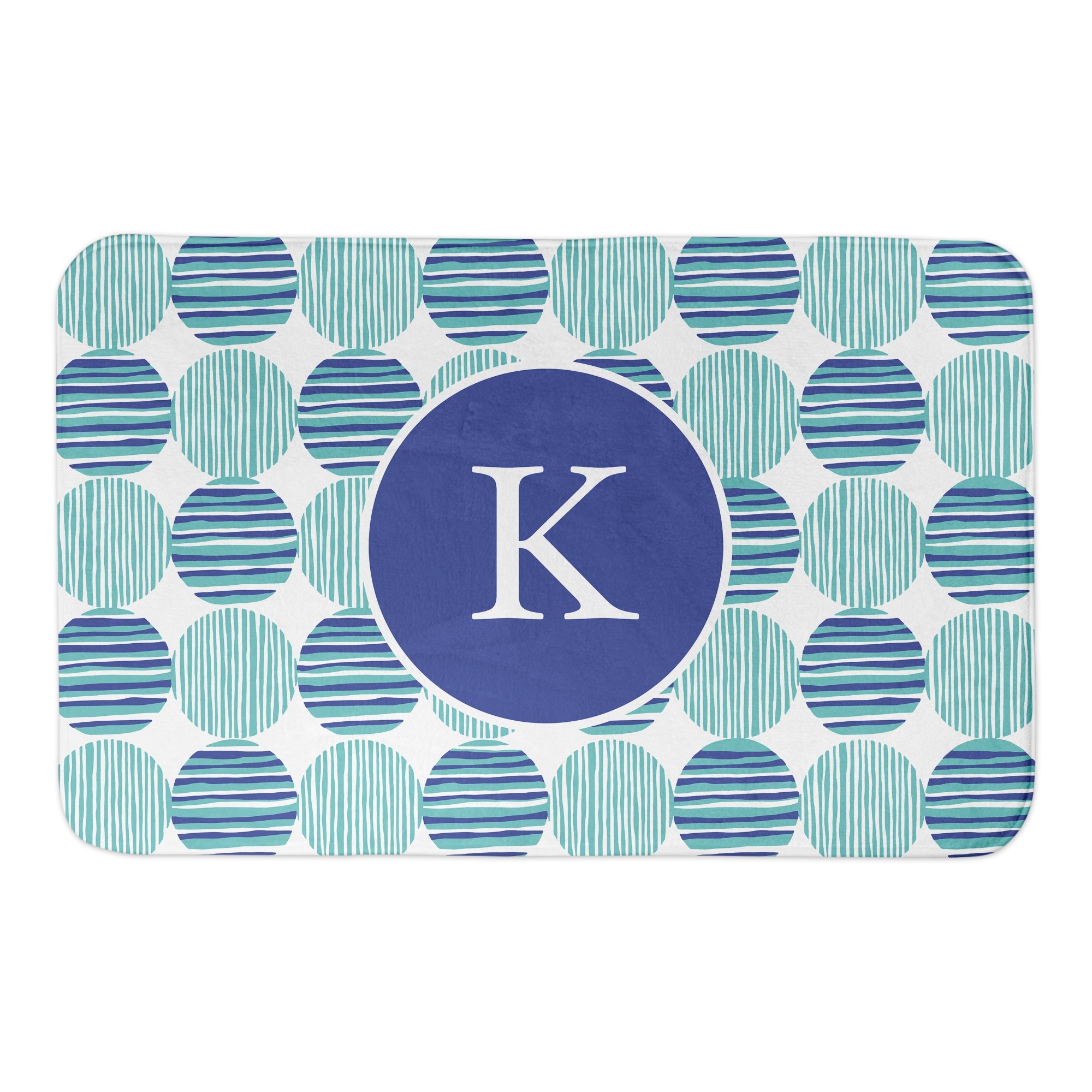 Preppy Blue Circles 34x21 Personalized Bath Mat