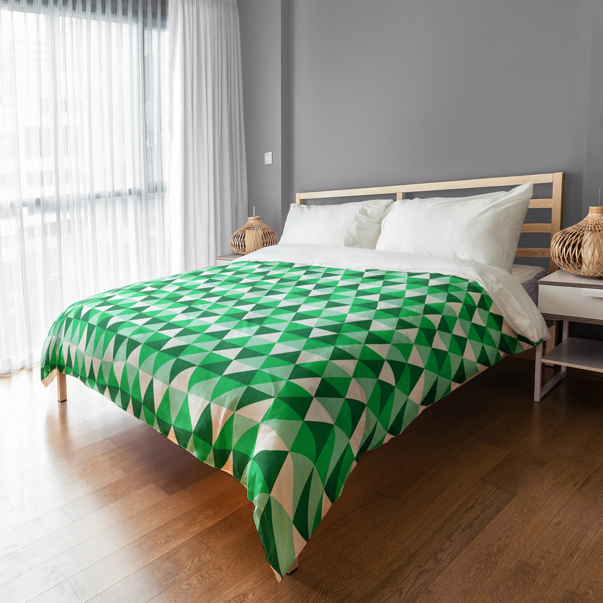 Preppy Green Triangle Duvet Cover