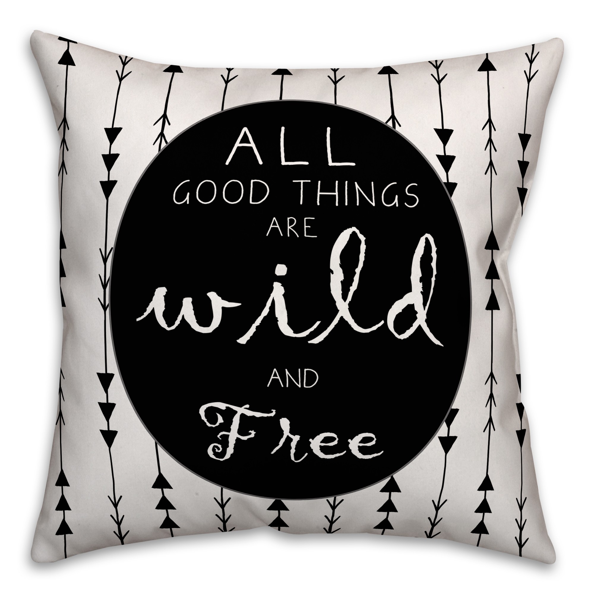 Wild and Free Black and White Quote 18x18 Faux Suede Throw Pillow