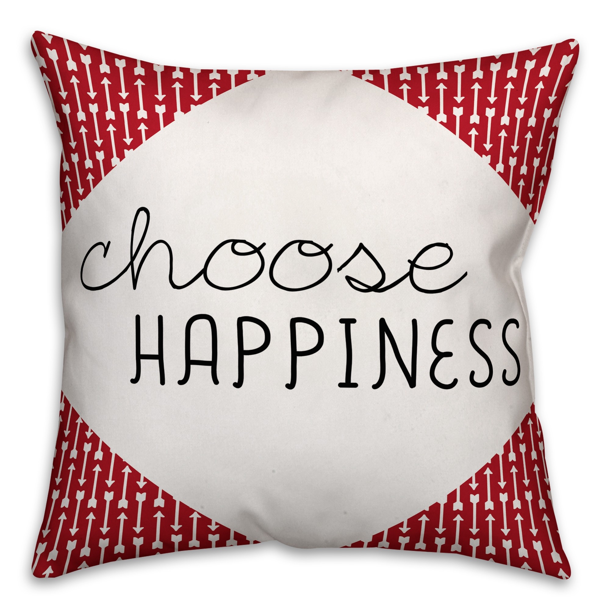 Choose Happiness Quote Red Arrows Pattern 18x18 Faux Suede Throw Pillow