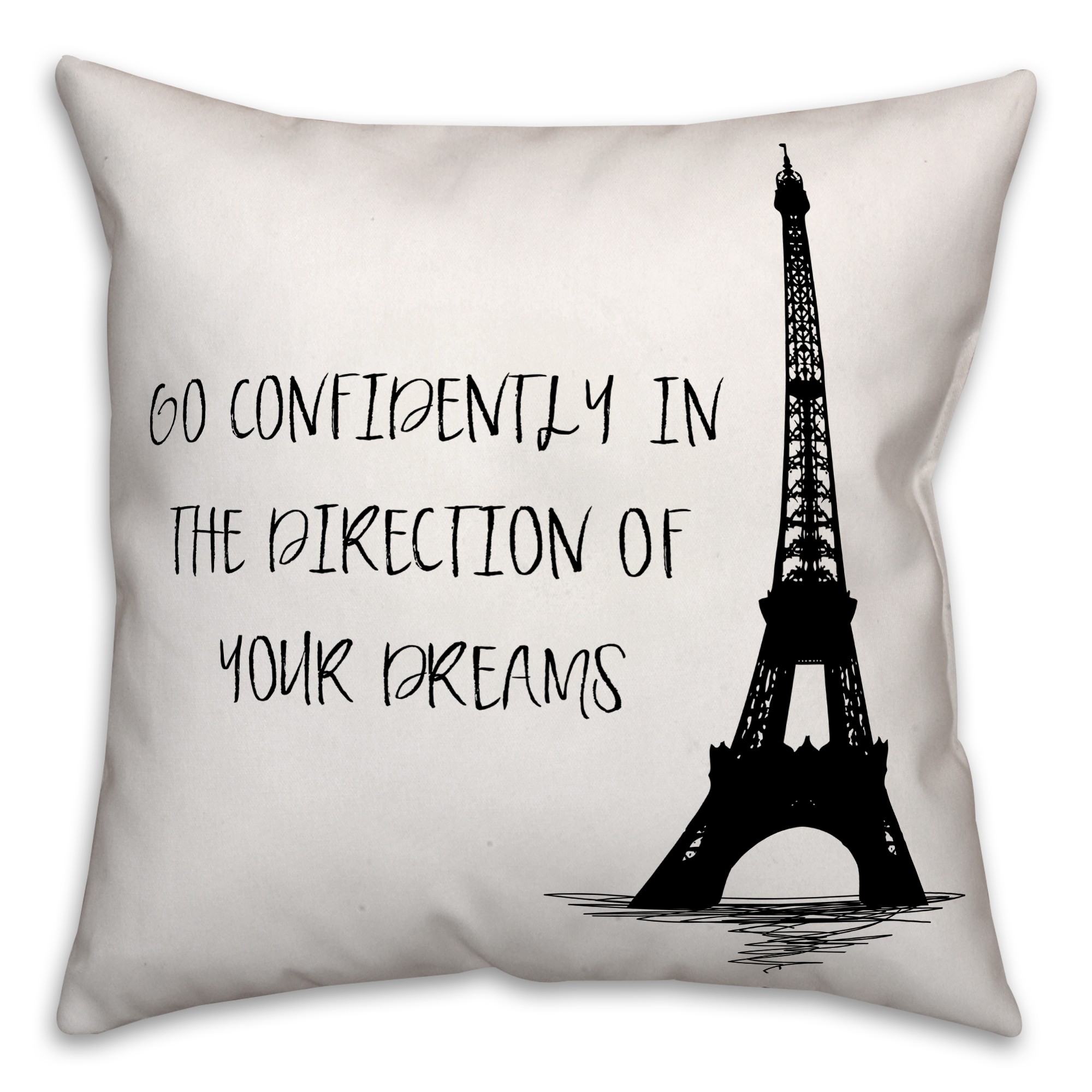Eiffel Tower Dreams Inspirational Quote 18x18 Faux Suede Throw Pillow