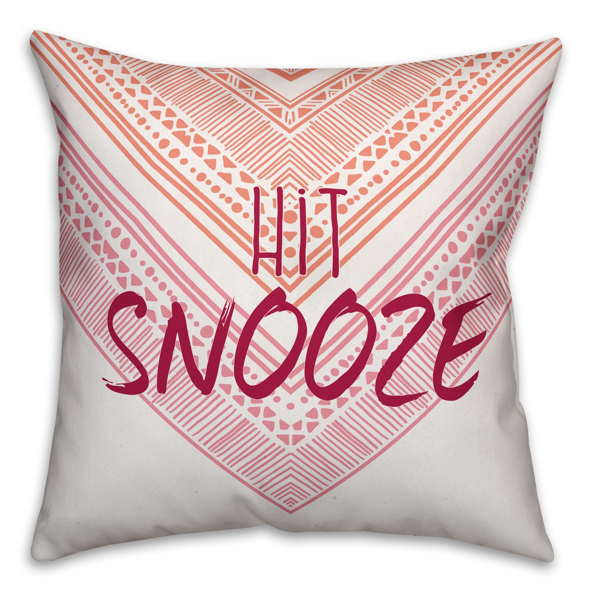 Hit Snooze Pink and Orange 18x18 Faux Suede Throw Pillow
